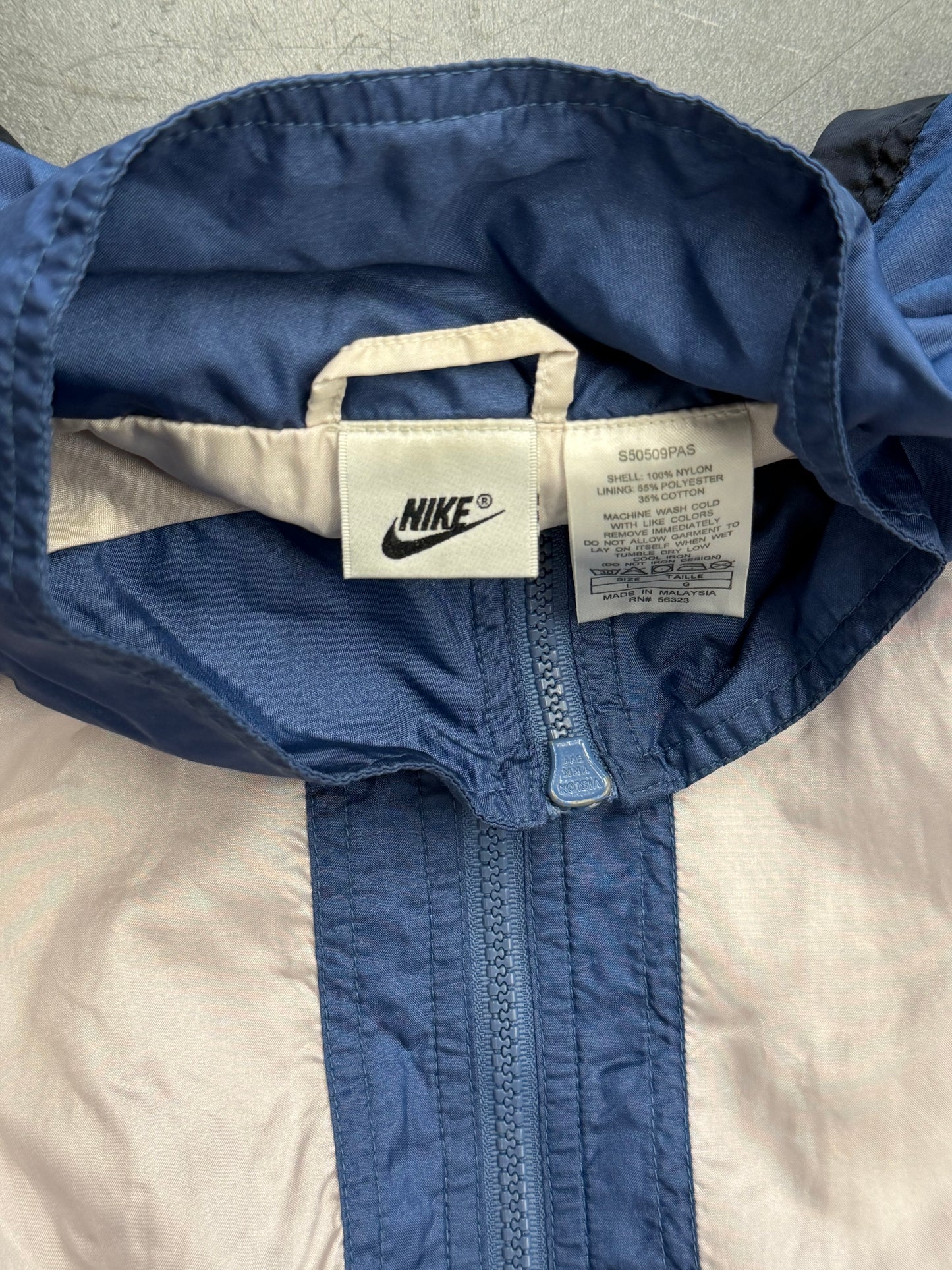 90S NIKE USA COLORBLOCK ZIP-UP WINDBREAKER - BLUE