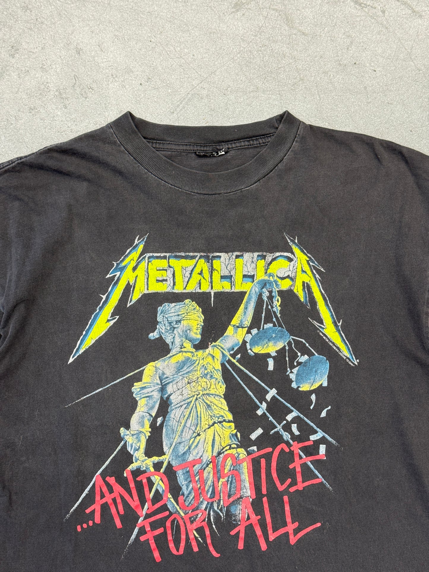 1994 METALLICA AND JUSTICE FOR ALL 'HAMMER OF JUSTICE CRUSHES YOU' TEE (CUT TAG)