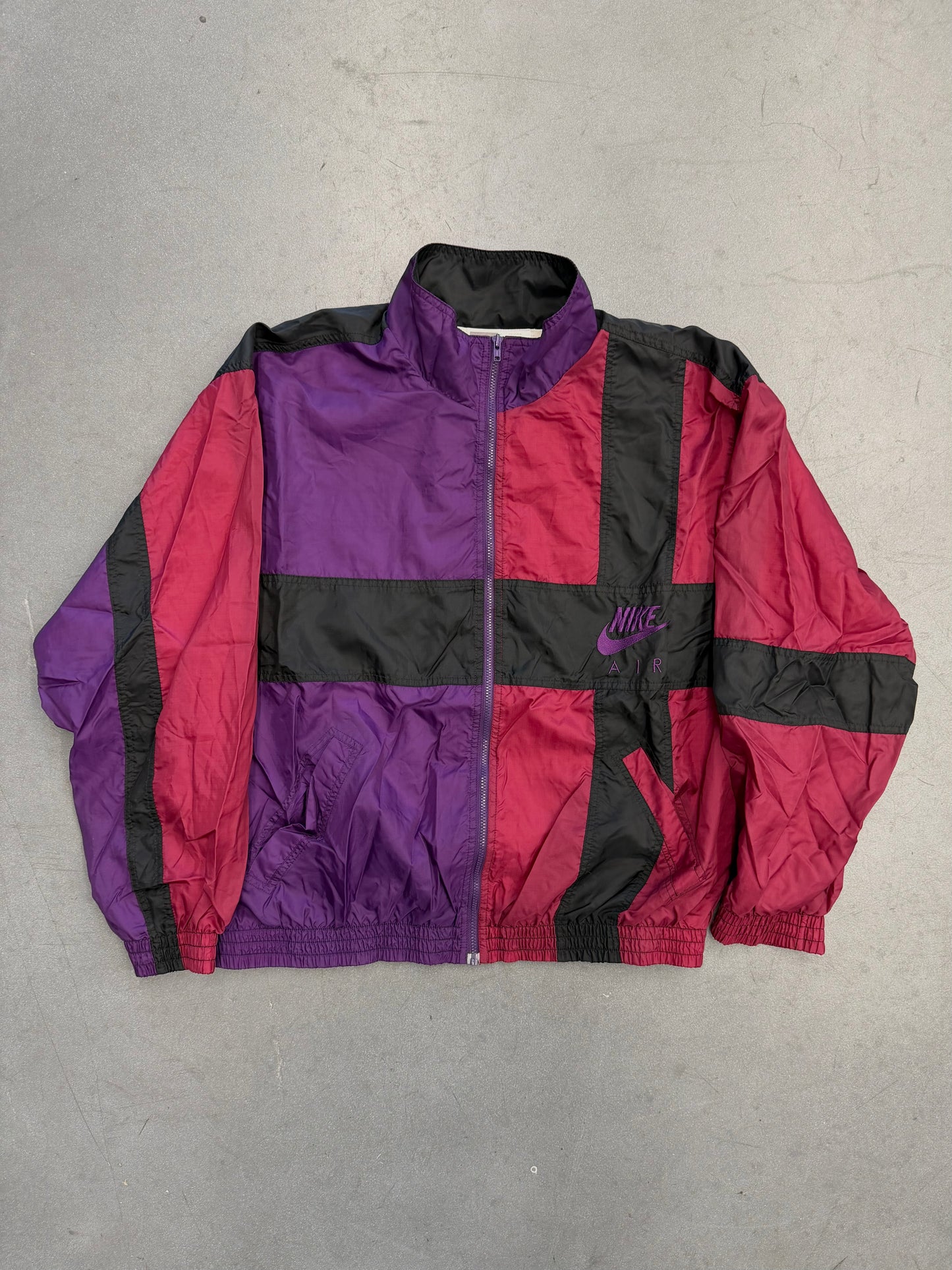 90S NIKE AIR COLORBLOCK ZIP-UP WINDBREAKER - FIREBERRY