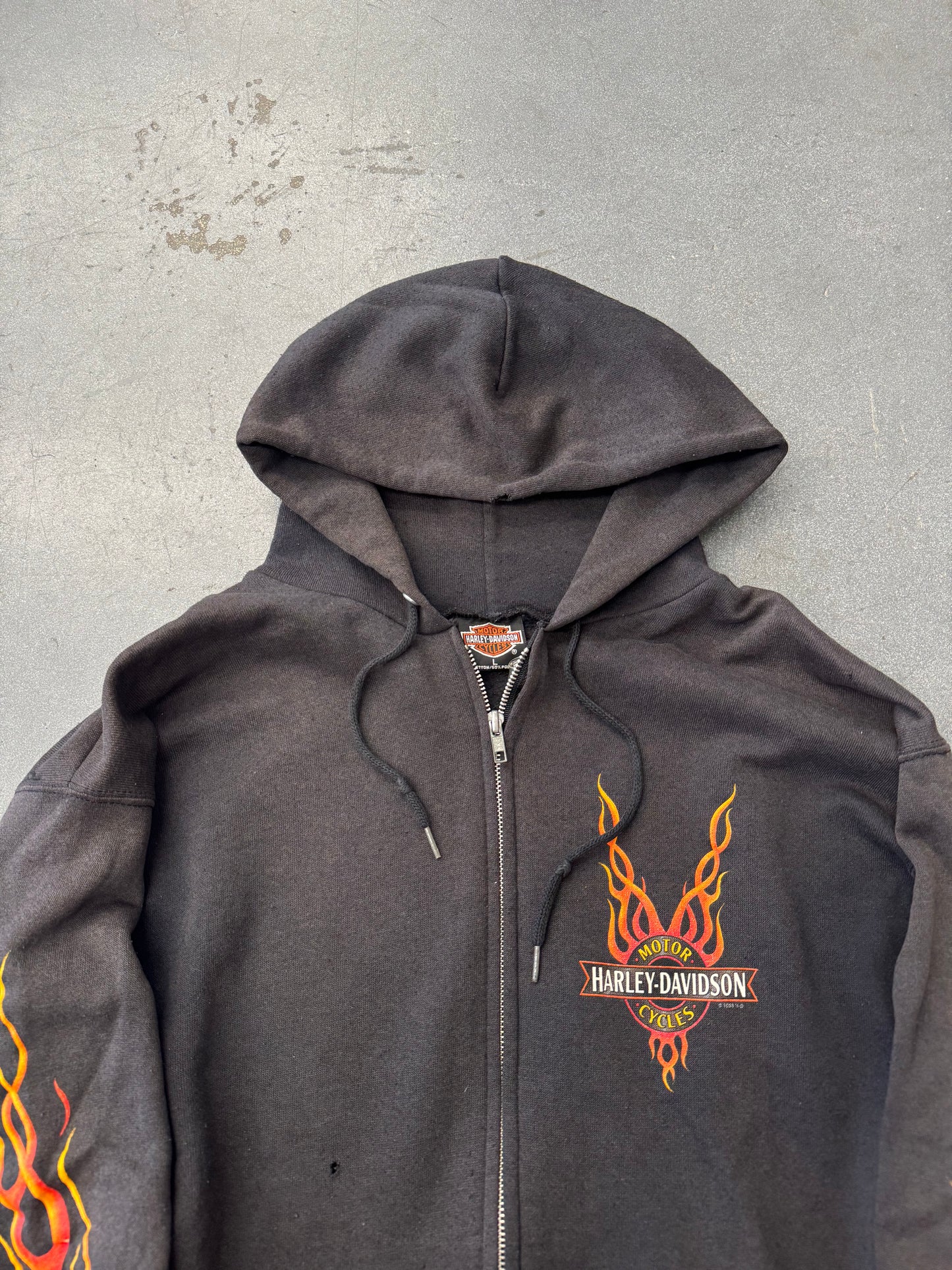 1998 HARLEY-DAVIDSON ARKPORT, N.Y. FLAME SLEEVE ZIP-UP HOODIE
