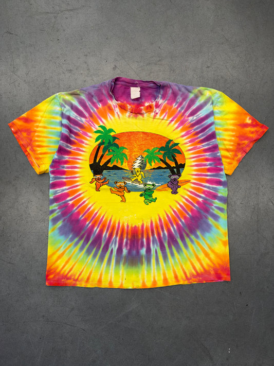 1998 GRATEFUL DEAD BEARS BEACH SURFING TIE-DYE TEE (FADED TAG)