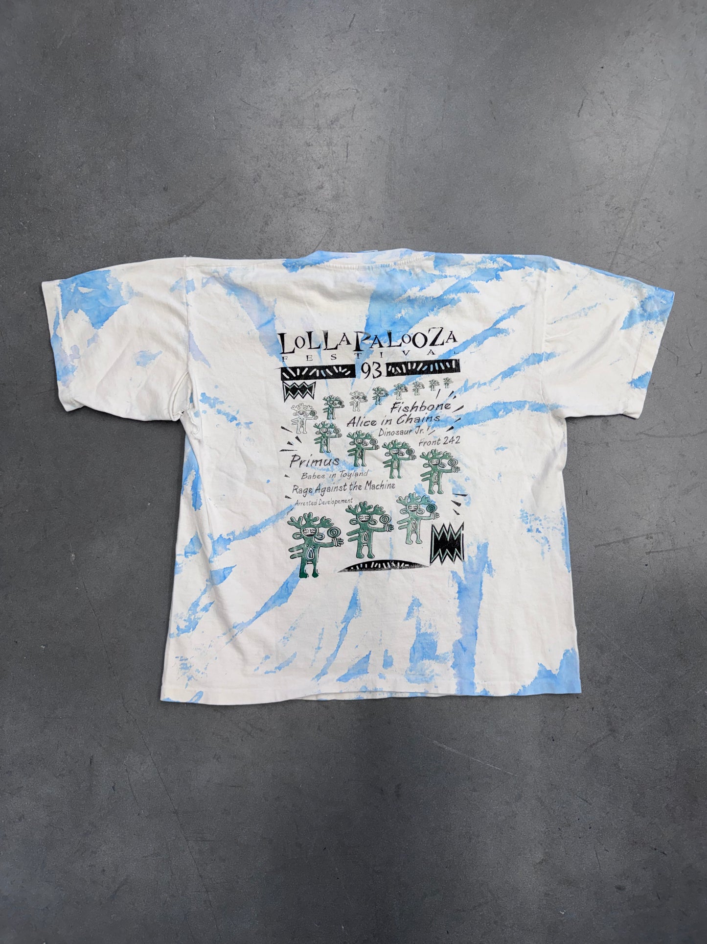 1993 LOLLAPALOOZA FESTIVAL 93 PARKING LOT BOOT TIE-DYE TEE (T-AMERICA TAG)
