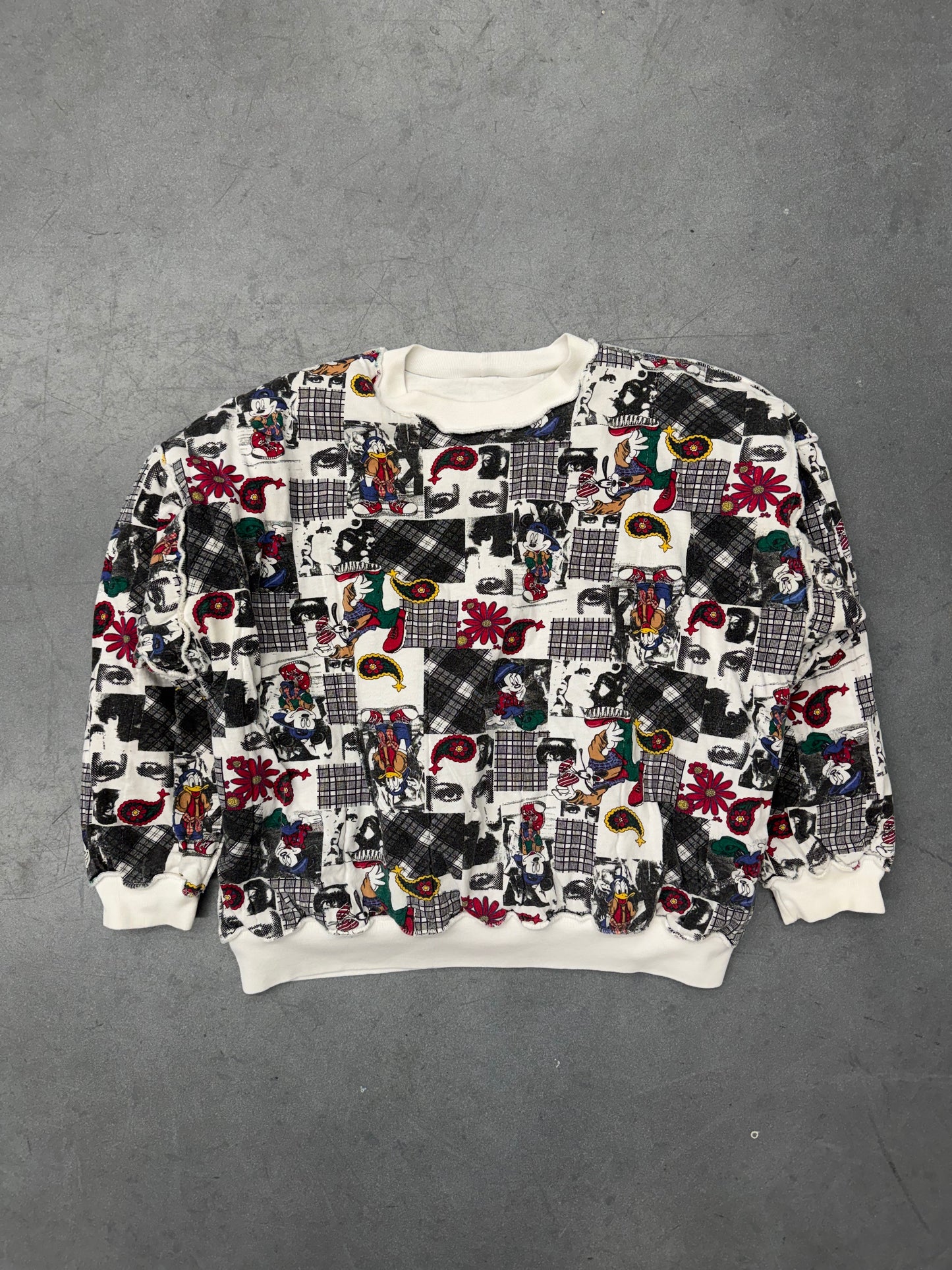 90S DISNEY REVERSIBLE PATCHWORK CREWNECK (MICKEY UNLIMITED TAG)