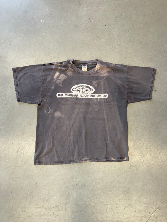 90S "MY MONKEY MADE ME DO IT!" FADED AND DISTRESSED TEE (GILDAN TAG)