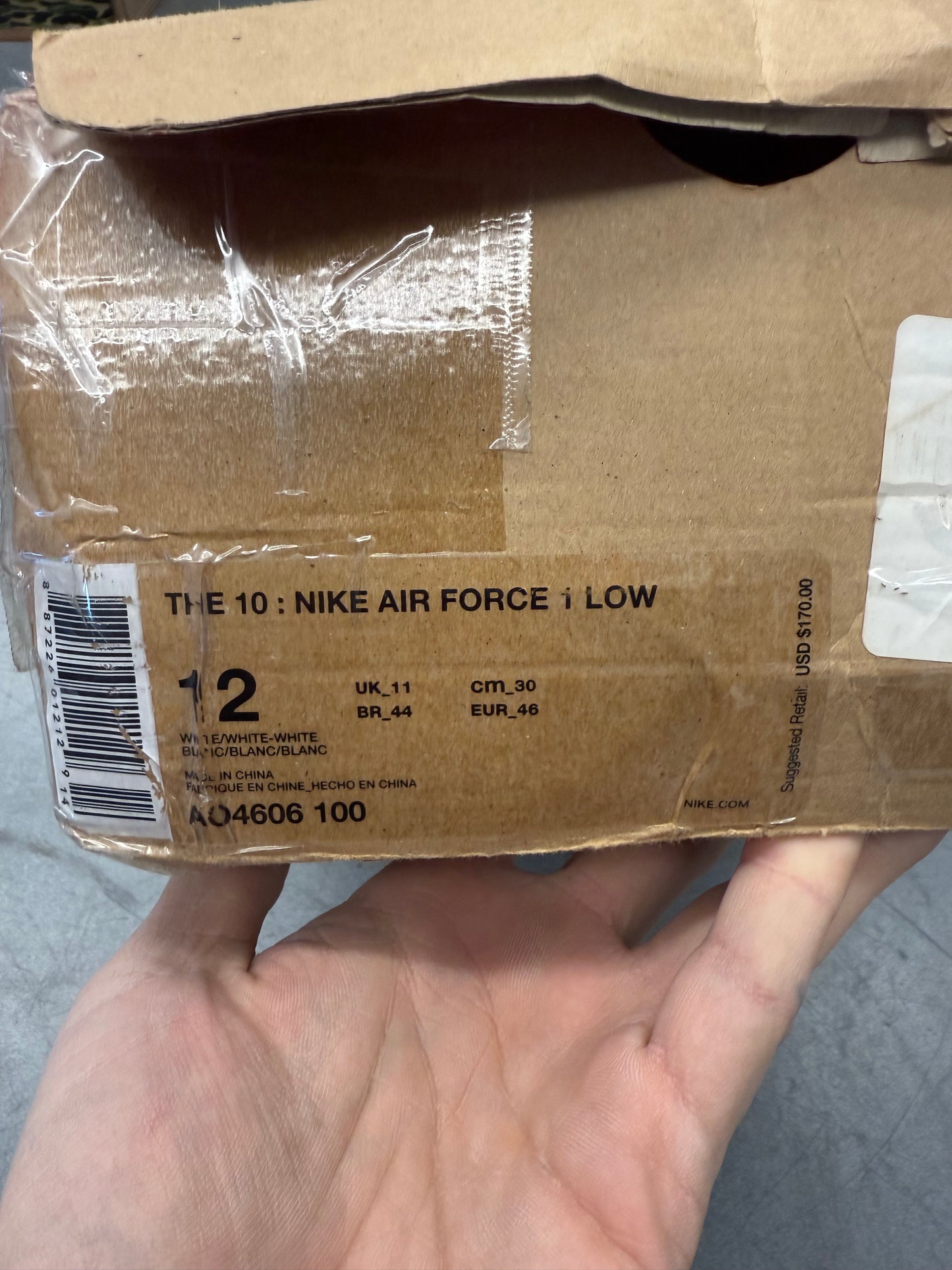2017 SIZE 12 NIKE AIR FORCE 1 LOW - OFF-WHITE
