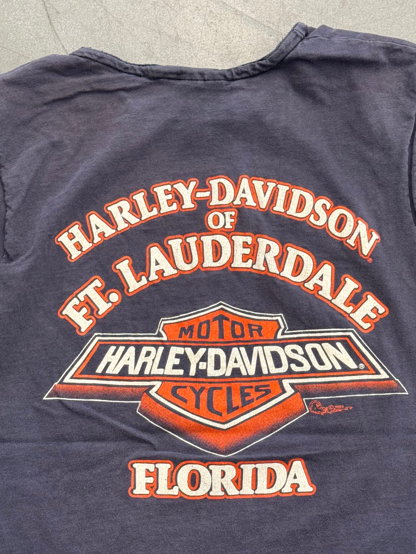 1987 HARLEY-DAVIDSON FT. LADUERDALE FLORIDA CUT-OFF TEE (HANES BEEFY TAG)