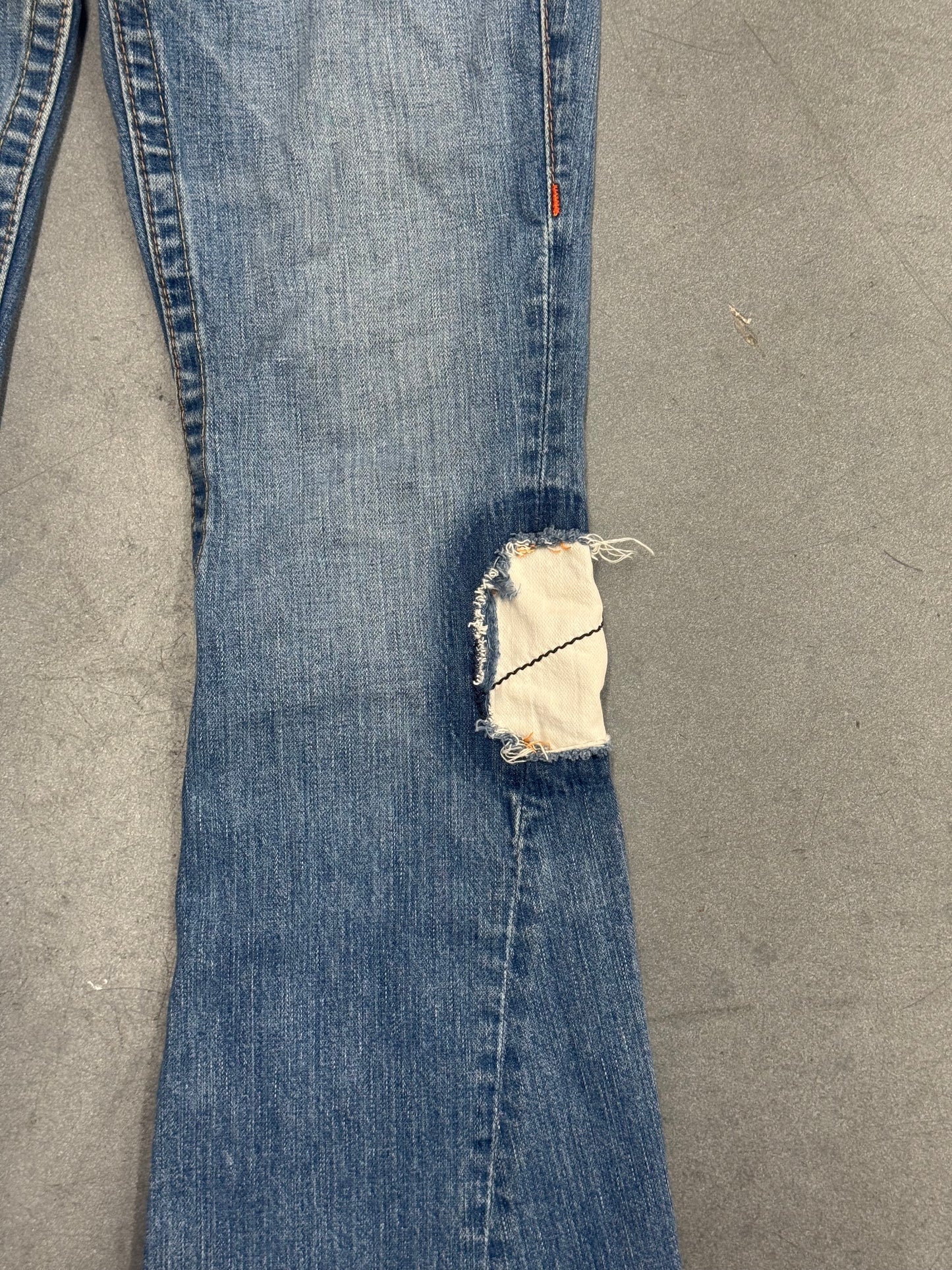 Y2K TRUE RELIGION PATCHWORK FLARED JEANS