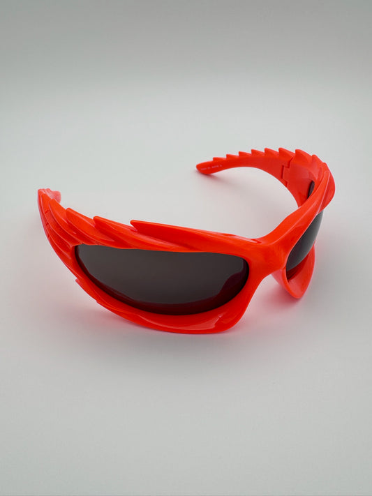 BALENCIAGA SPIKE RECTANGLE SUNGLASSES BB0255S 005 ORANGE