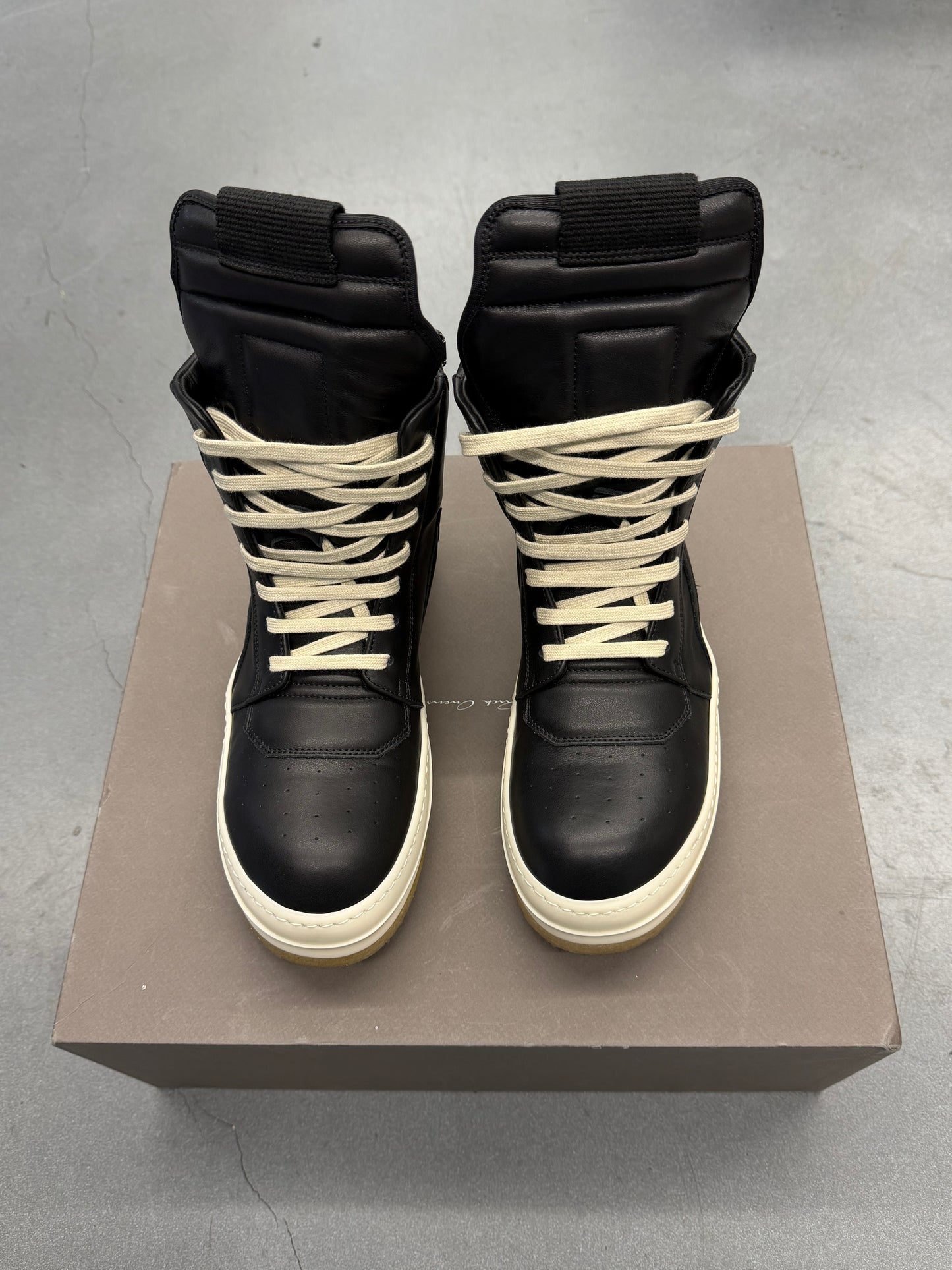 SIZE 40 RICK OWENS CREEP GEOBASKET SNEAKER - BLACK (W/BOX)