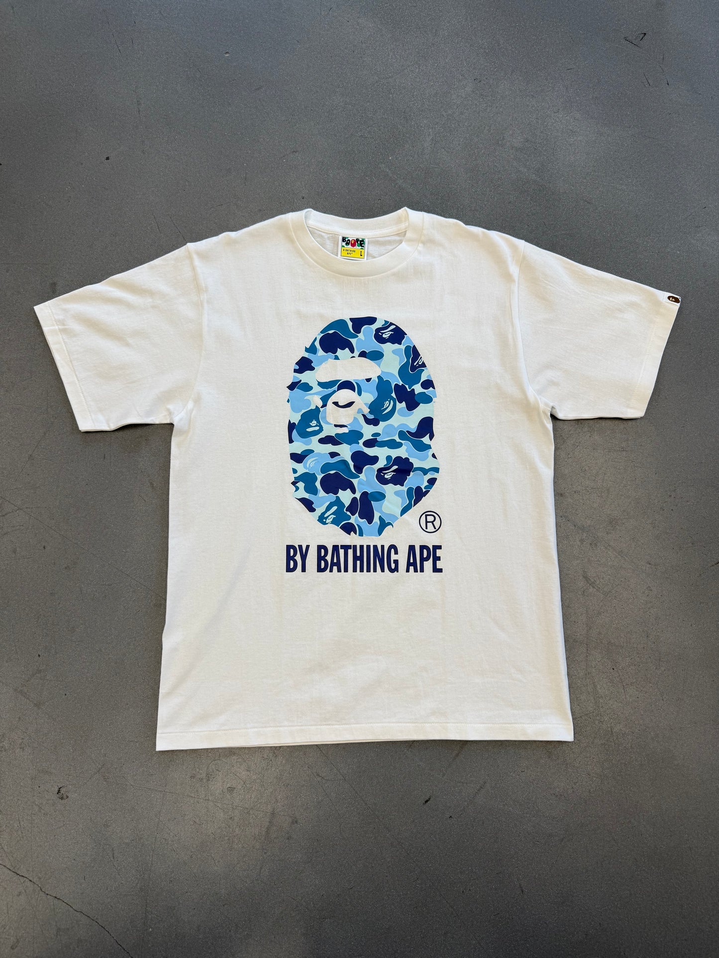 BAPE ABC CAMO BY BATHING APE TEE - BLUE CAMO/WHITE (L) (NWT)