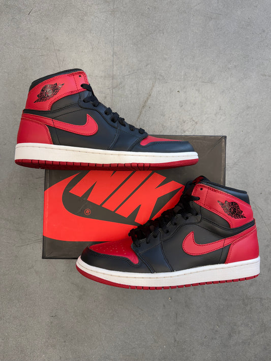 2013 SIZE 9.5 JORDAN 1 RETRO HIGH BRED (PRE-OWNED WITH BOX)