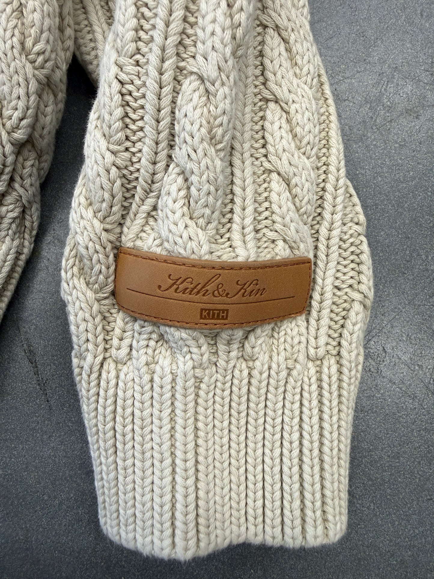 KITH TILDEN CREWNECK CABLE KNITTED SWEATER - FIELD