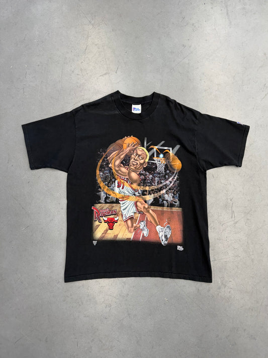 90'S DENNIS RODMAN CHICAGO BULLS CARICATURE TEE (PRO PLAYER TAG)