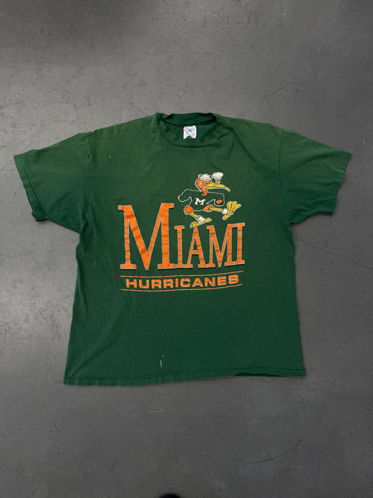 90S MIAMI HURRICANES ORANGE SEBASTIAN TEE (HANES TAG)