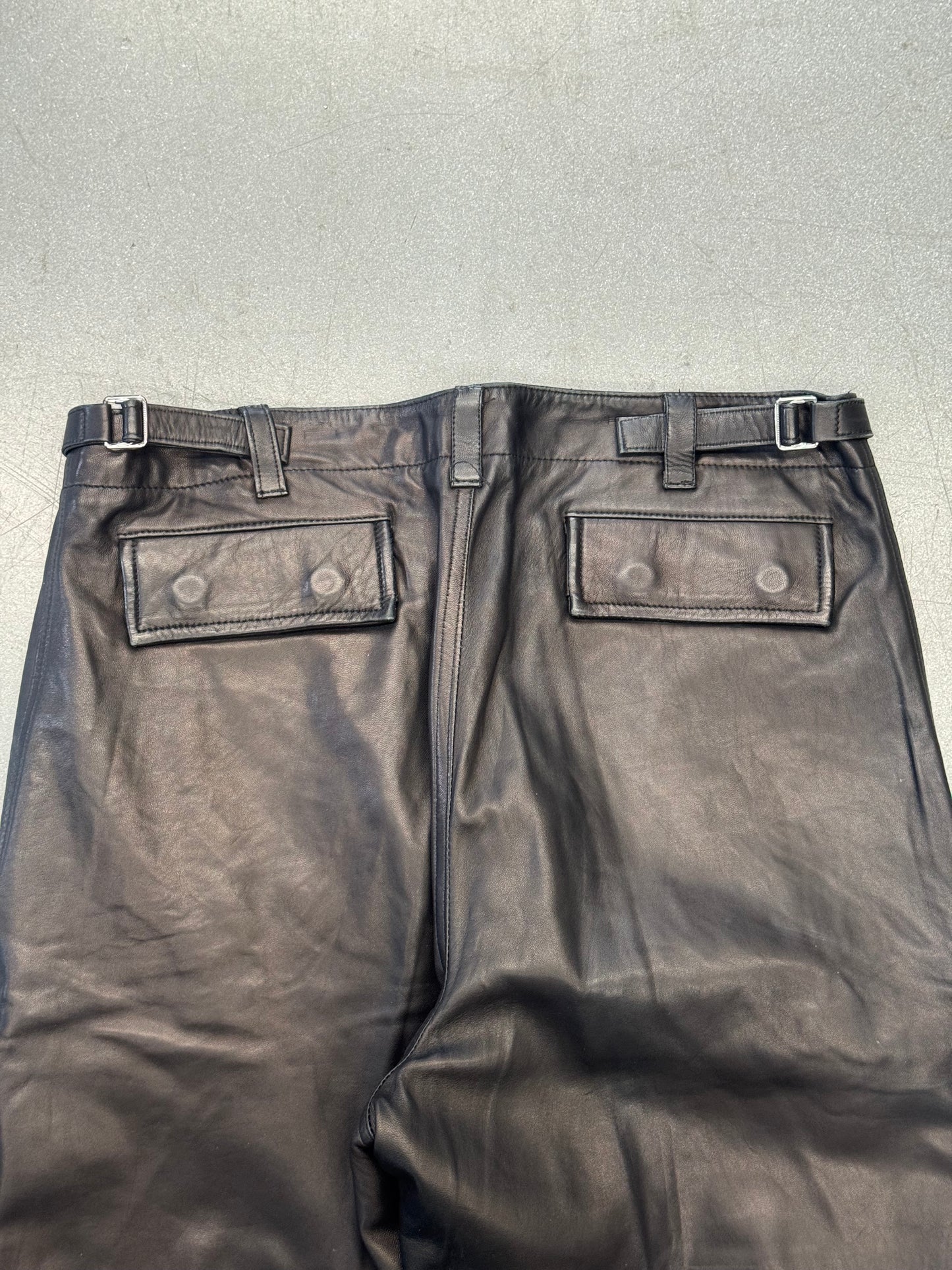 RALPH LAUREN PURPLE LABEL LAMB SKIN BLACK LEATHER PANTS