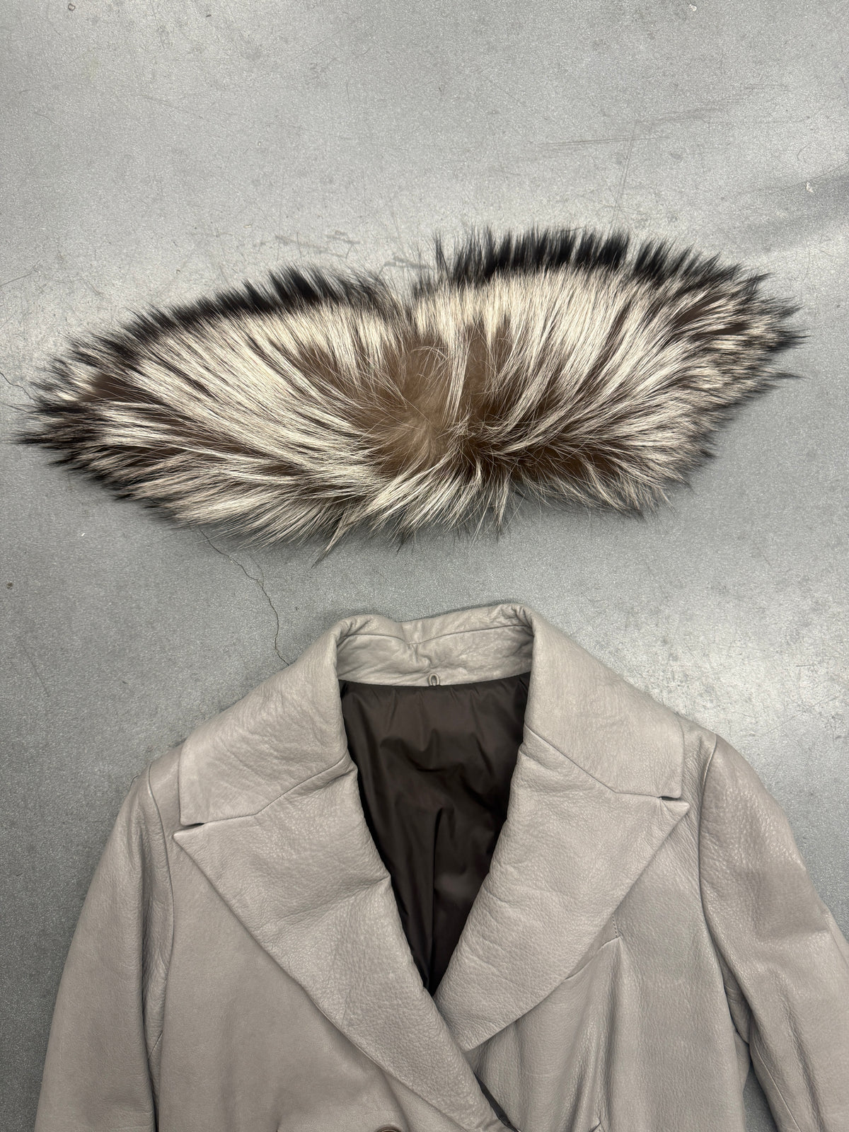 VINTAGE BRUNELLO CUCINELLI REVERSIBLE LEATHER JACKET WITH REAL FOX FUR COLLAR