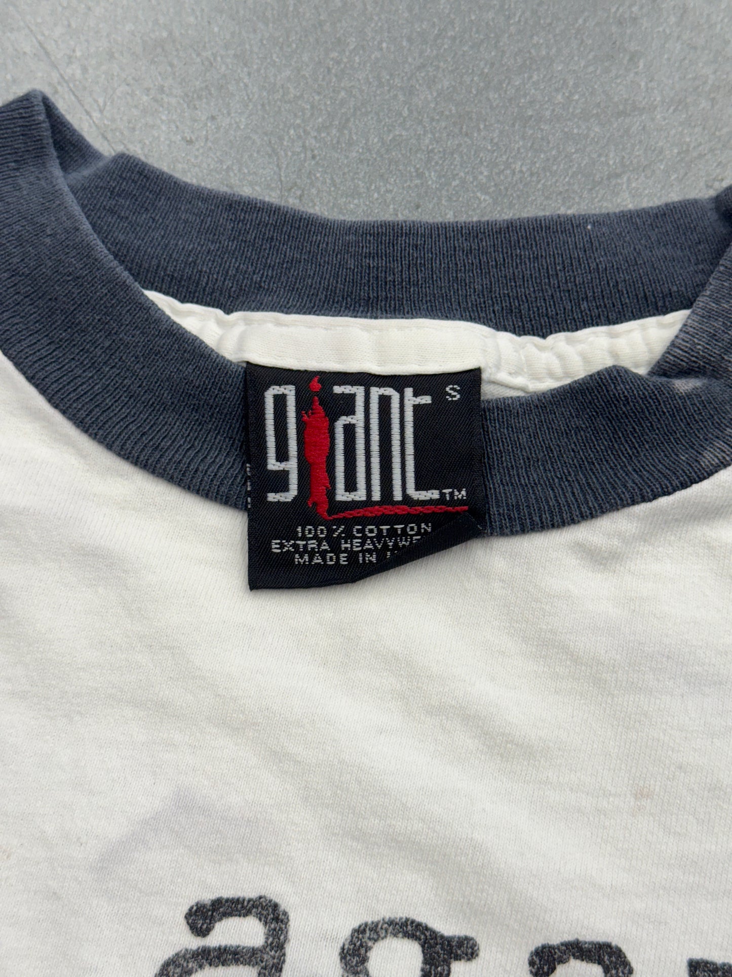 90S RAGE AGAINST THE MACHINE UNITED NATIONS REPORT BABY RINGER TEE (GIANT TAG)