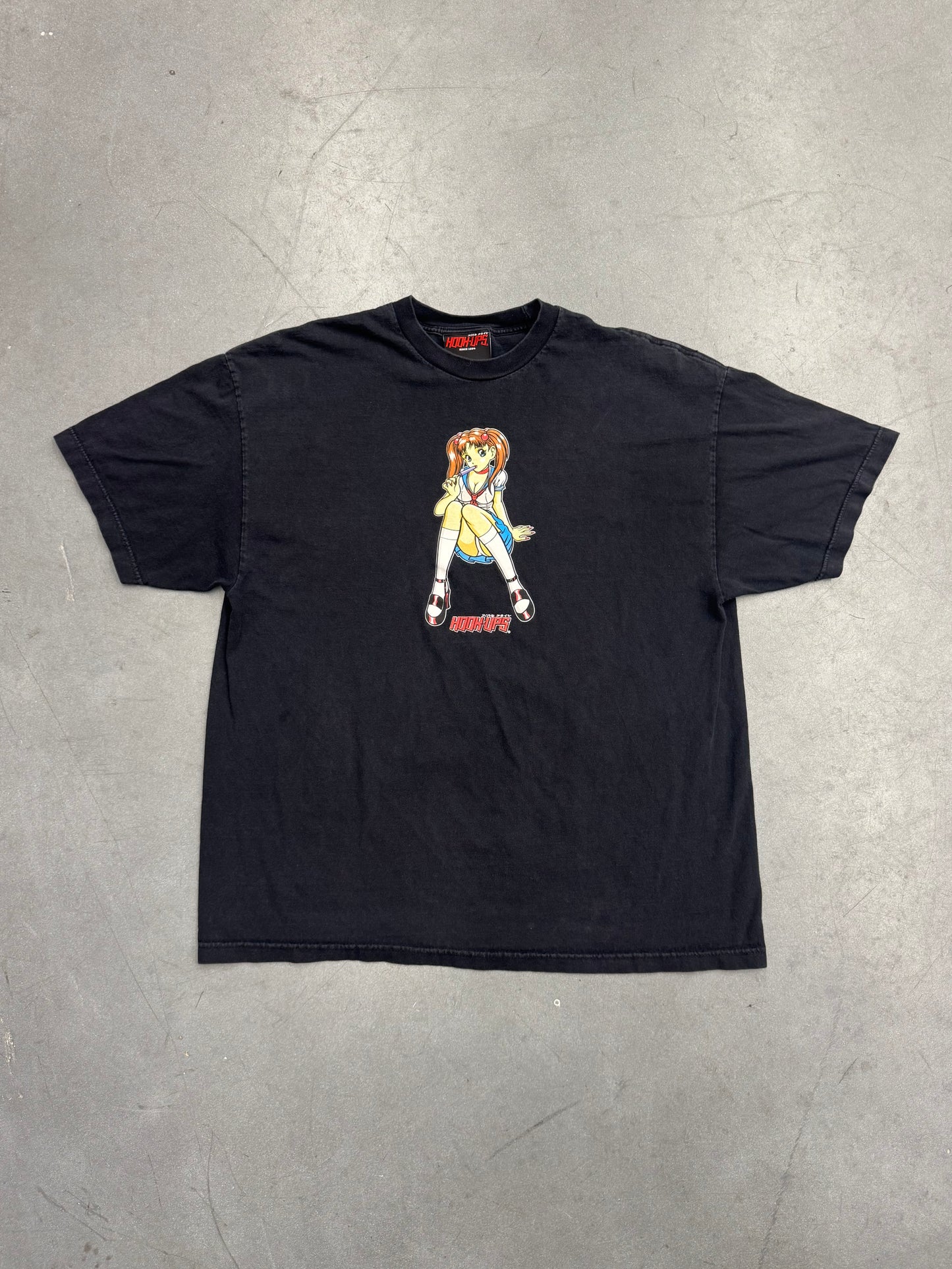 Y2K HOOK-UPS POPSICLE SCHOOL GIRL TEE (BLACK/RED TAG)