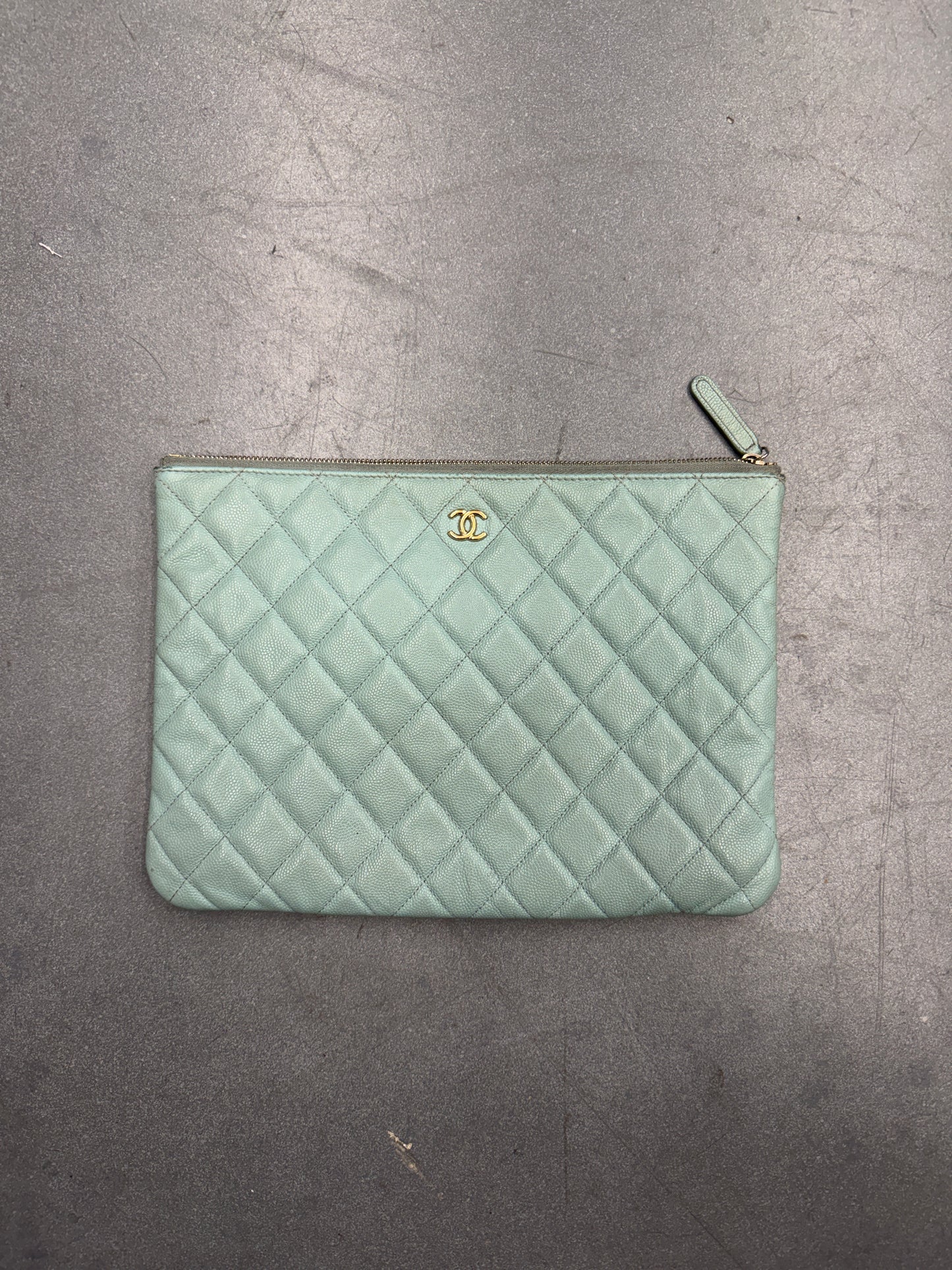 CHANEL MEDIUM O-CASE CLUTCH - AQUA