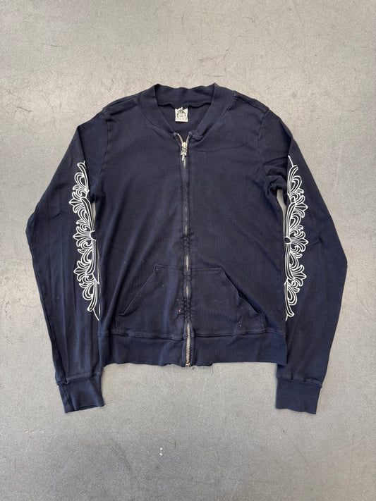 VINTAGE CHROME HEARTS FLORAL FULL-ZIP THIN SWEATSHIRT