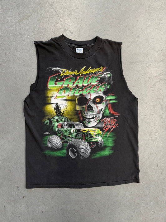 1997 DENNIS ANDERSON'S GRAVE DIGGER TOUR '97 CUTOFF TEE (NOREASTER TAG)