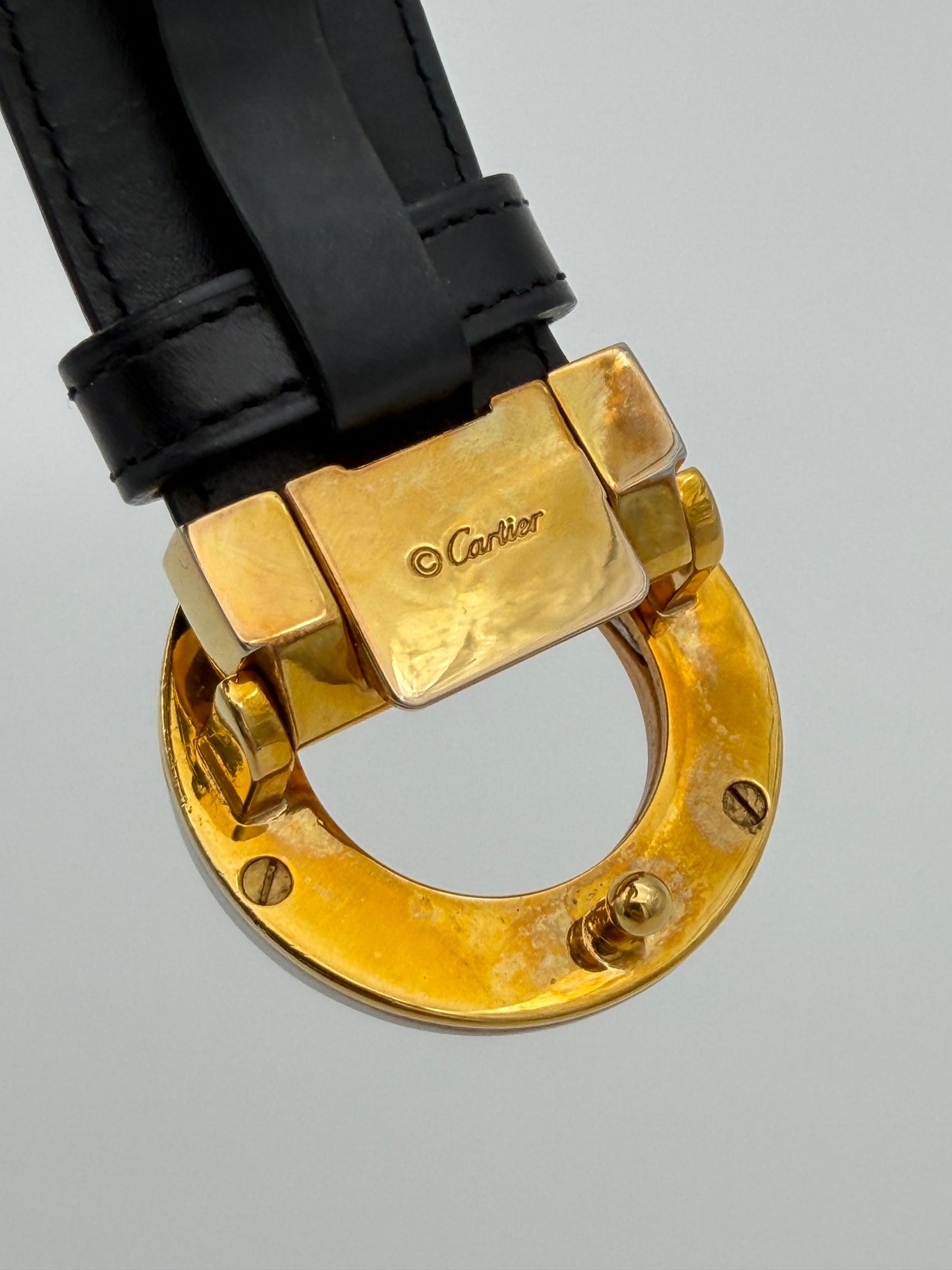 CARTIER TRINITY THREE-TONE BUCKLE LEATHER BELT (W/ BOX)
