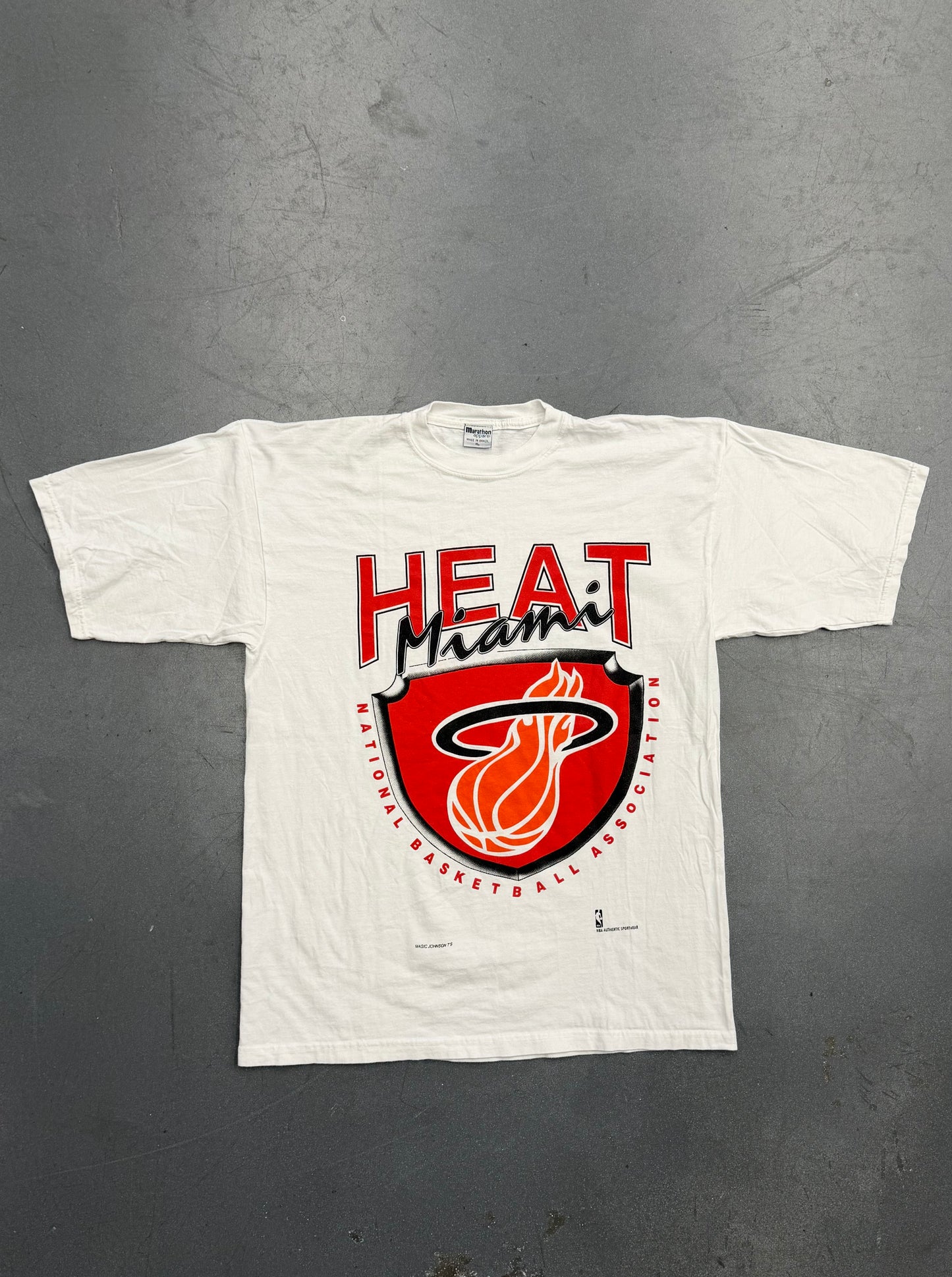 90'S MAGIC JOHNSON MIAMI HEAT NATIONAL BASKETBALL ASSOCIATION TEE (MARATHON TAG)
