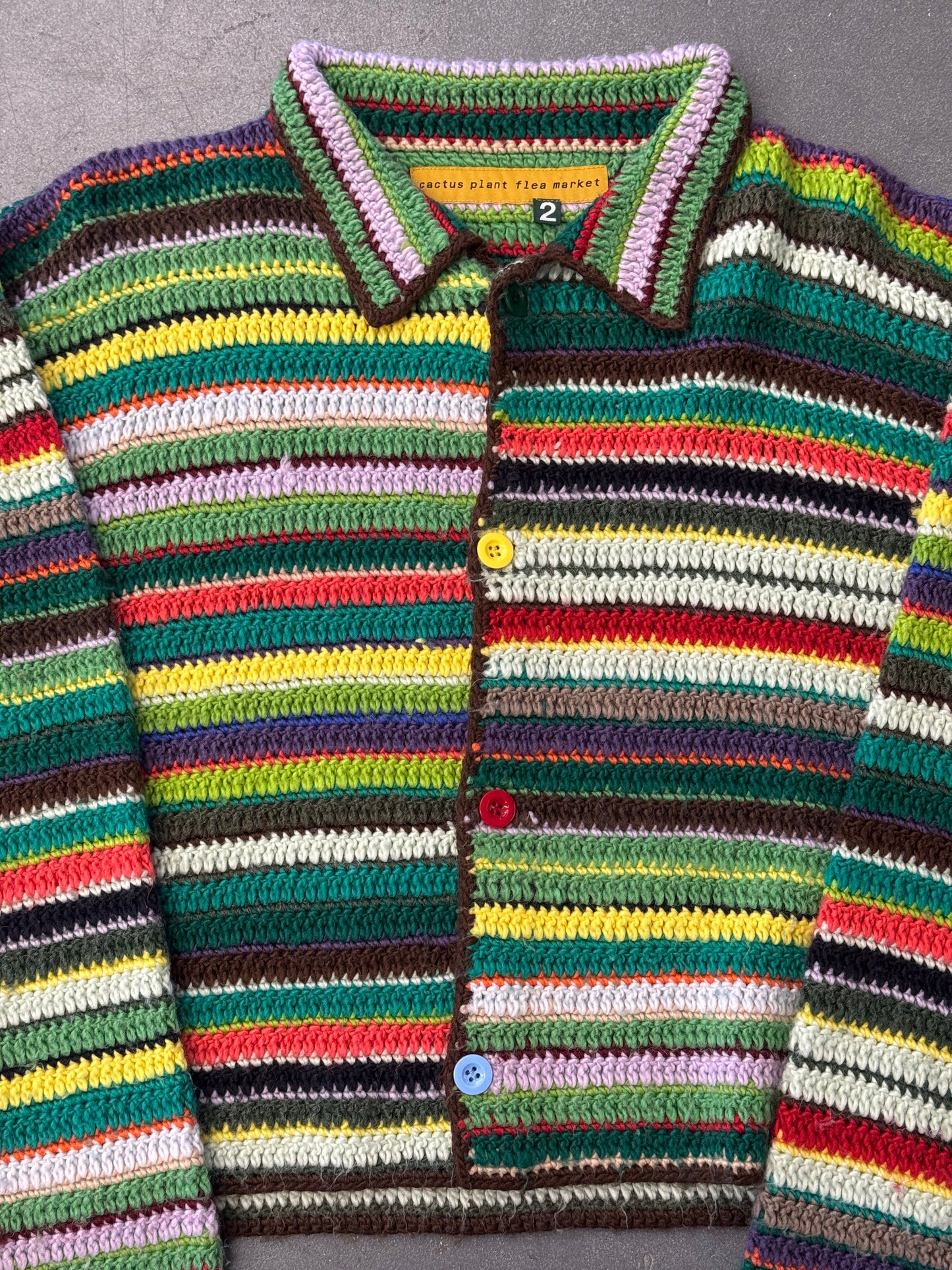 CACTUS PLANT FLEA MARKET CROCHET KNIT CARDIGAN
