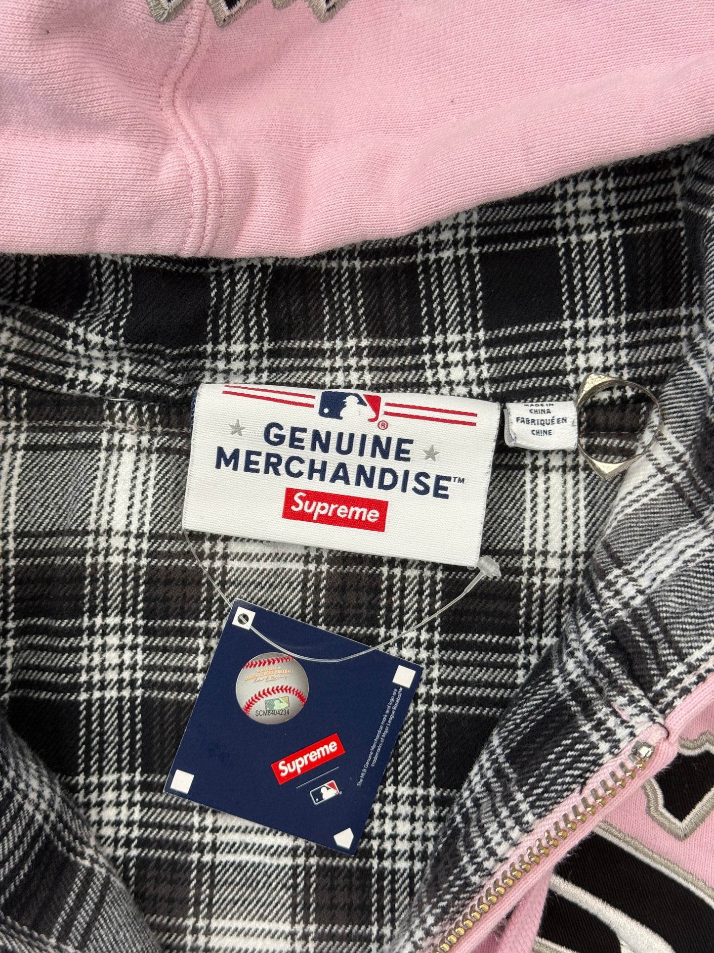 SS25 SUPREME CHICAGO WHITE SOX ZIP UP HOODED SWEATSHIRT - LIGHT PINK