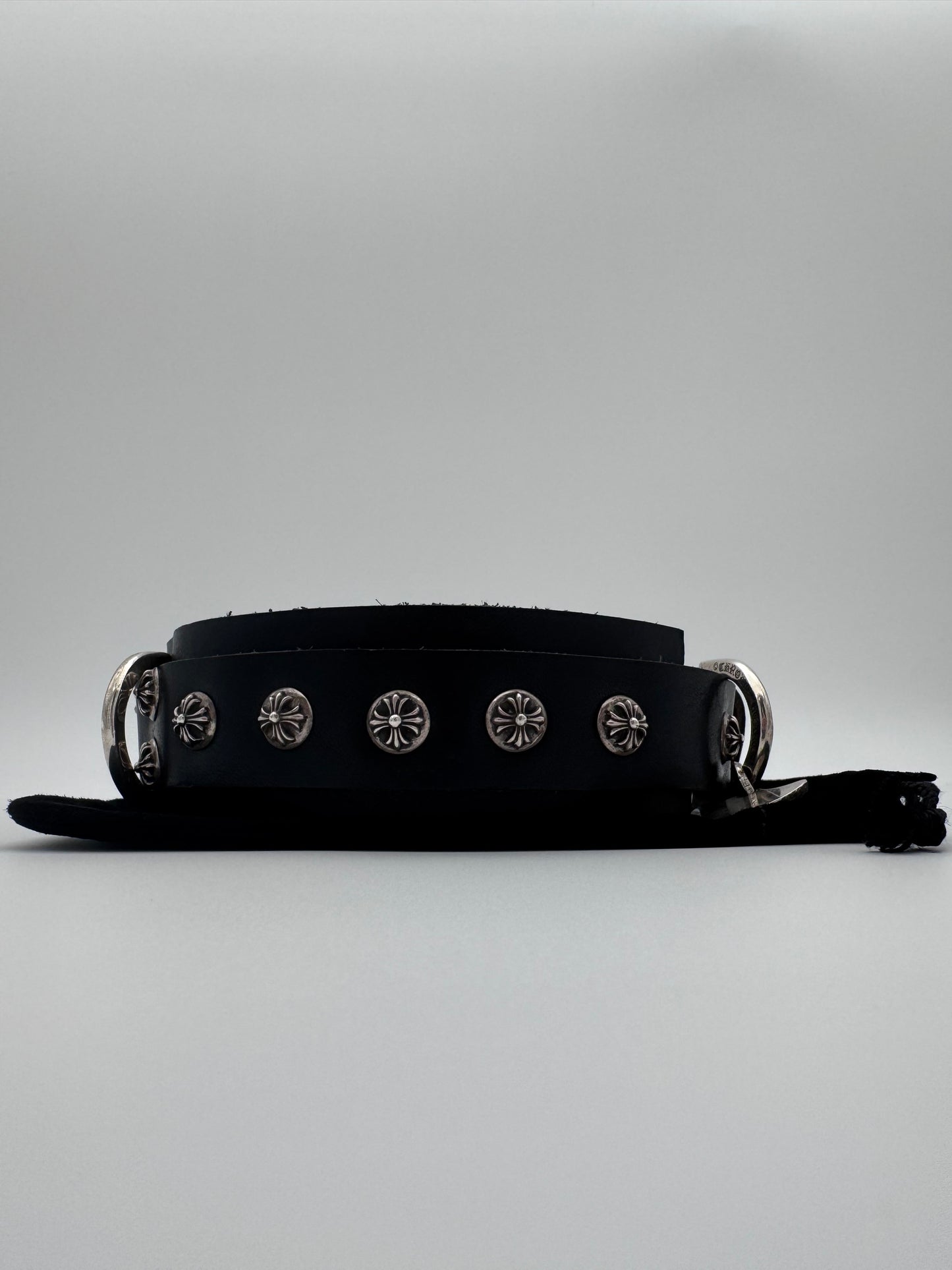 CHROME HEARTS COCO DOG COLLAR BLACK LEATHER (NEW) (16 INCH)