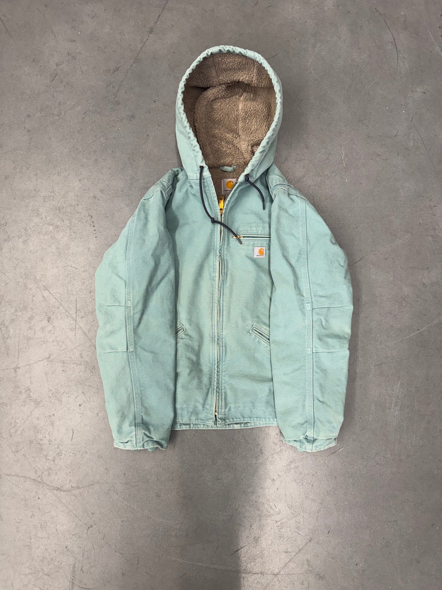 2000'S YOUTH CARHARTT FLEECE-LINED HOODED CANVAS WORK JACKET (WJ141454)