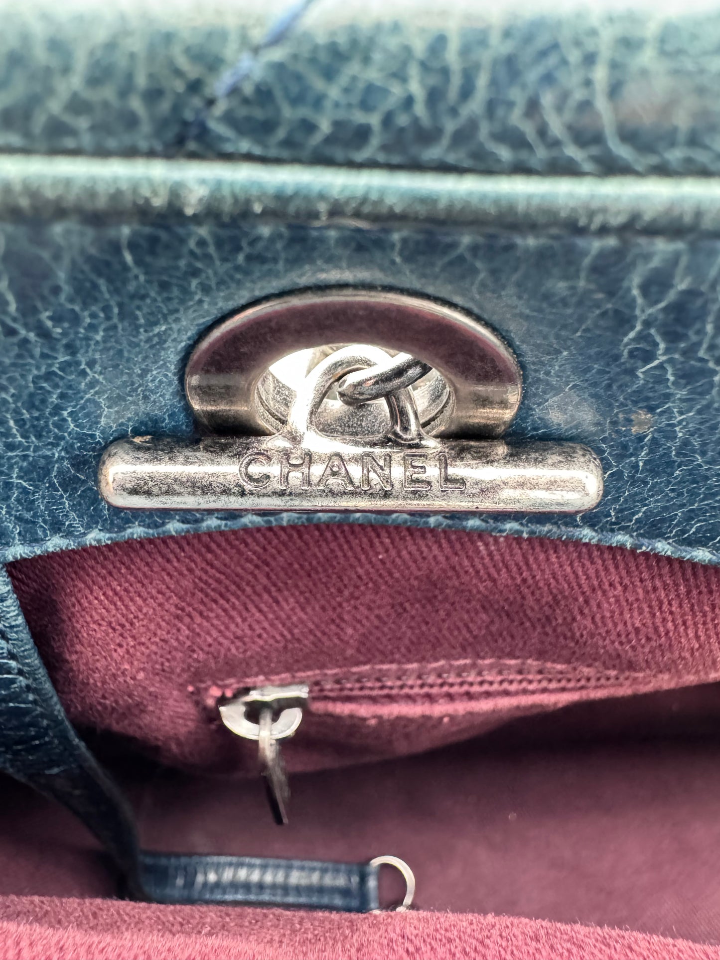 2014 CHANEL SMALL GLAZED CALFSKIN DUO COLOR FLAP BAG