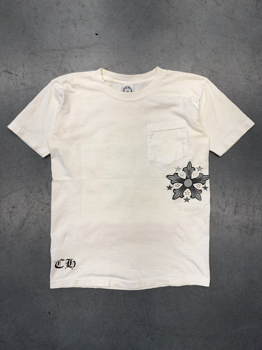 VINTAGE CHROME HEARTS SILVER STARS RED SCROLL POCKET TEE