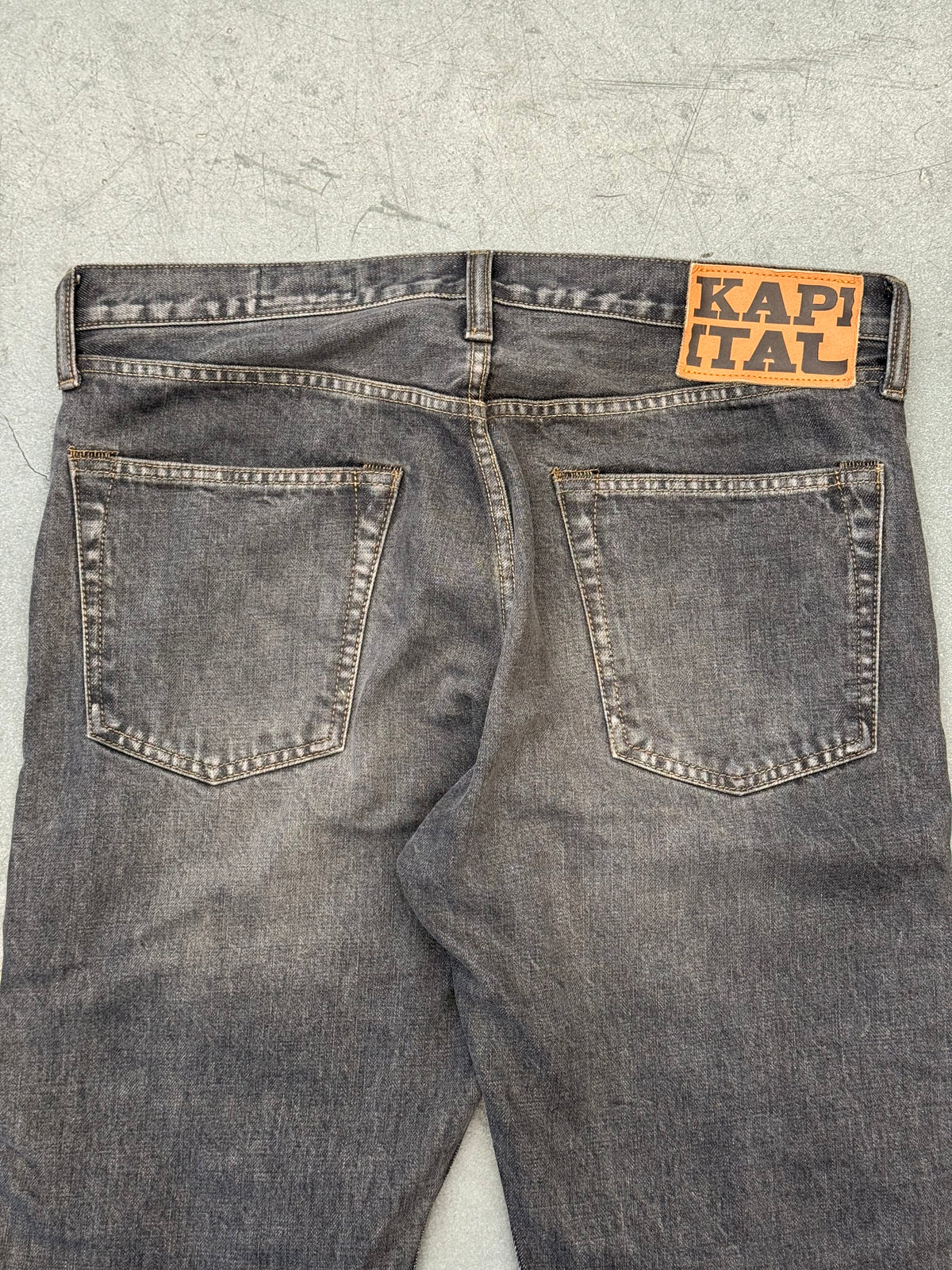 KAPITAL 14OZ DENIM 5P MONKEY CISCO GEMSTONE EMBELLISHED JEANS - BLACK