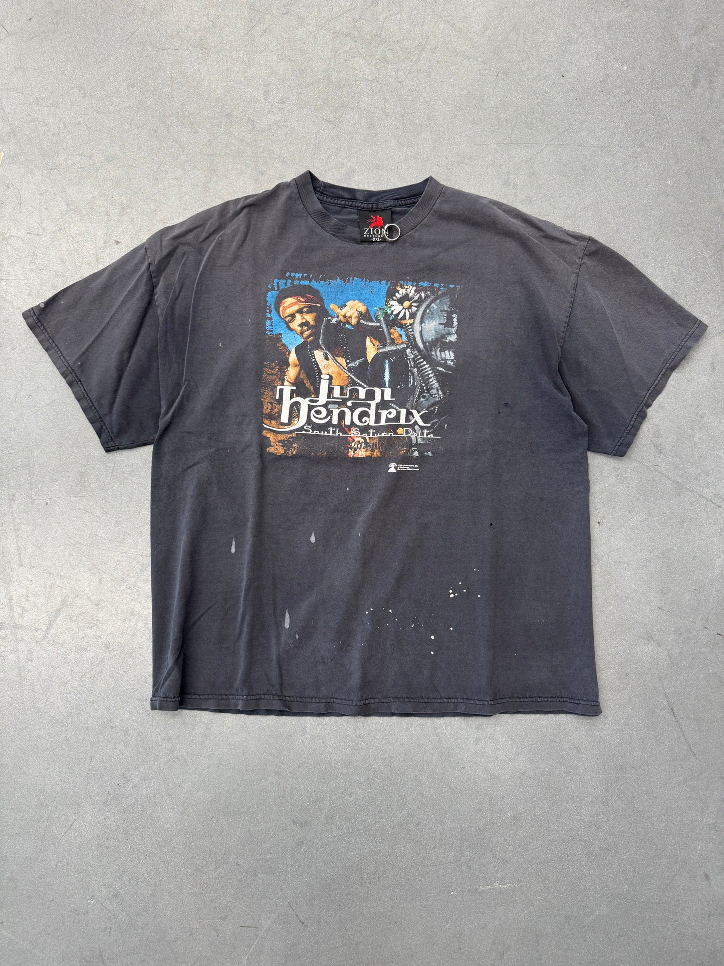 2000 JIMI HENDRIX SOUTH SATURN DELTA PAINT SPLATTER TEE (ZION TAG)
