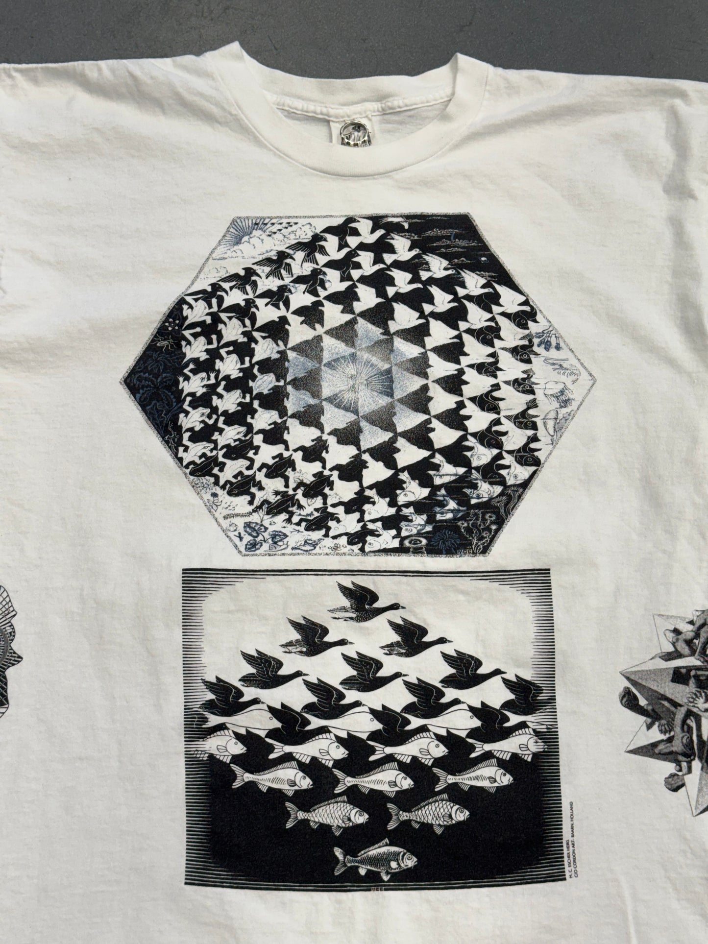 90S M.C. ESCHER MULTI-PRINT WRAP AROUND ART TEE (ANDAZIA TAG)
