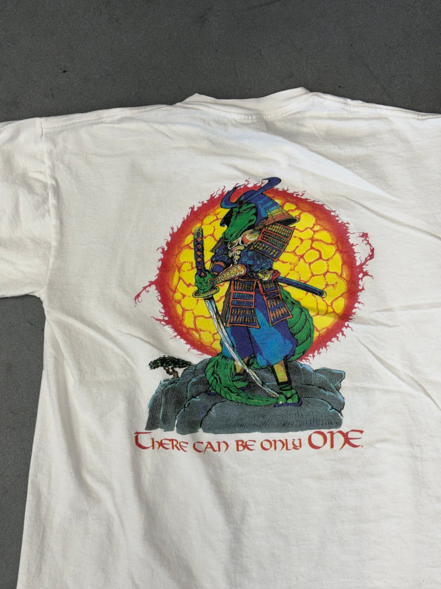 90S JAPANESE STYLE "THERE CAN BE ONLY ONE" ANIMAL SAMURAI TEE (JERZEES TAG)