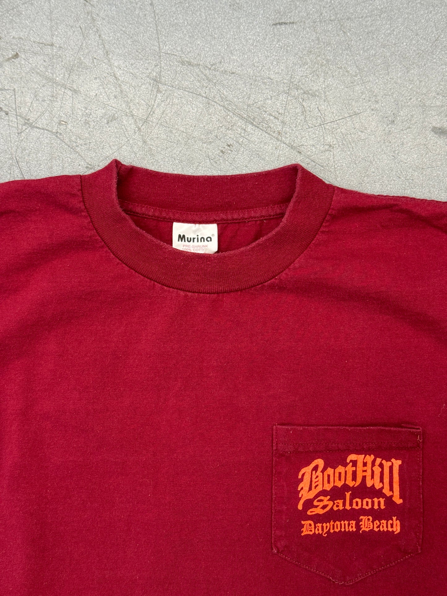 1998 BOOTHILL SALOON BIKETOBERFEST DAYTONA BEACH ALLIGATOR LS POCKET TEE (MURINA TAG)