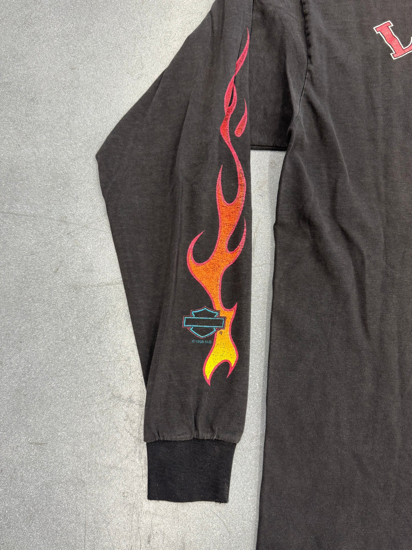 1998 HARLEY-DAVIDSON LAS VEGAS NEVADA FLAME LS TEE (PULLED TAG)