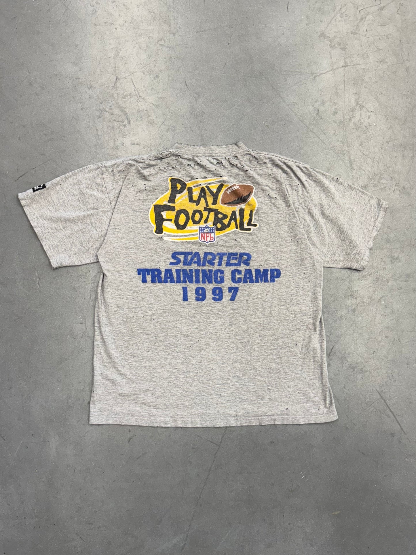 1997 STARTER PITTSBURGH STEELERS TRAINING CAMP DISTRESSED TEE (PULLED TAG)