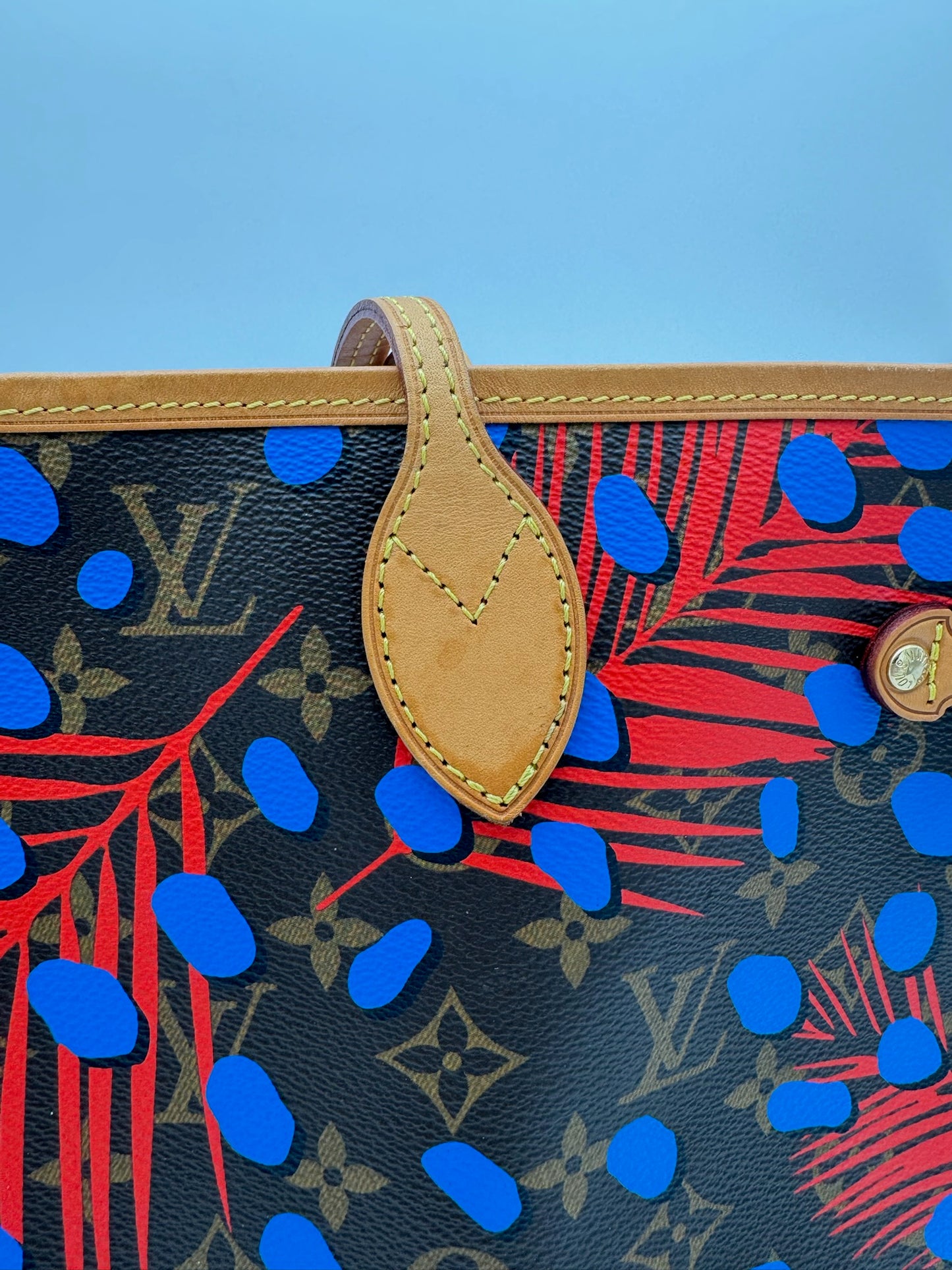 2016 LOUIS VUITTON NEO NEVERFULL TOTE MONOGRAM PALM SPRINGS JUNGLE DOTS