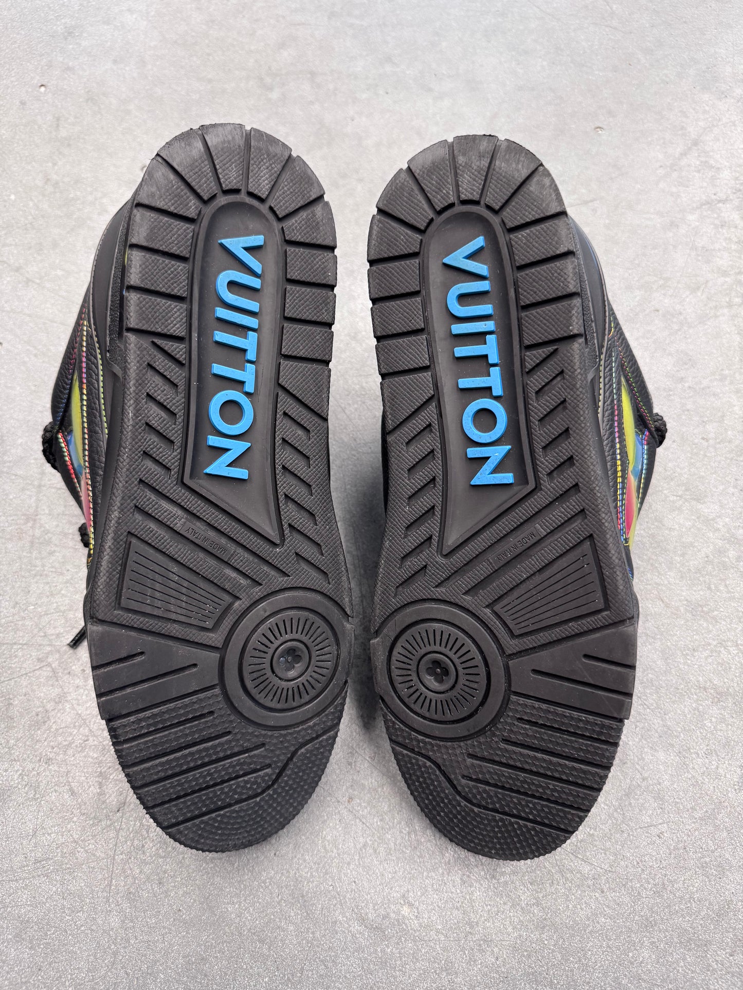 SIZE 10 LOUIS VUITTON RAINBOW/BLACK SKATE SNEAKER (PRE-OWNED WITH NO BOX)