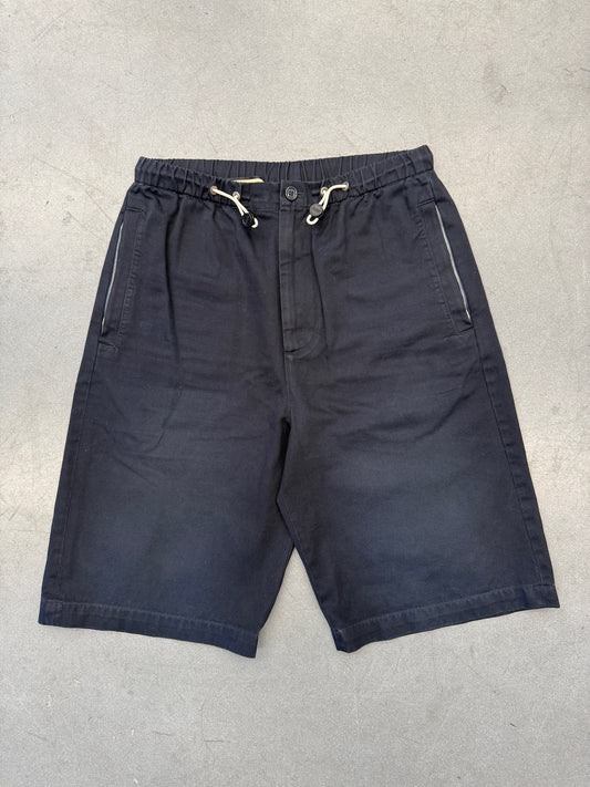 GUCCI 100% COTTON DRAWSTRING ZIPPER-POCKET SHORTS - NAVY