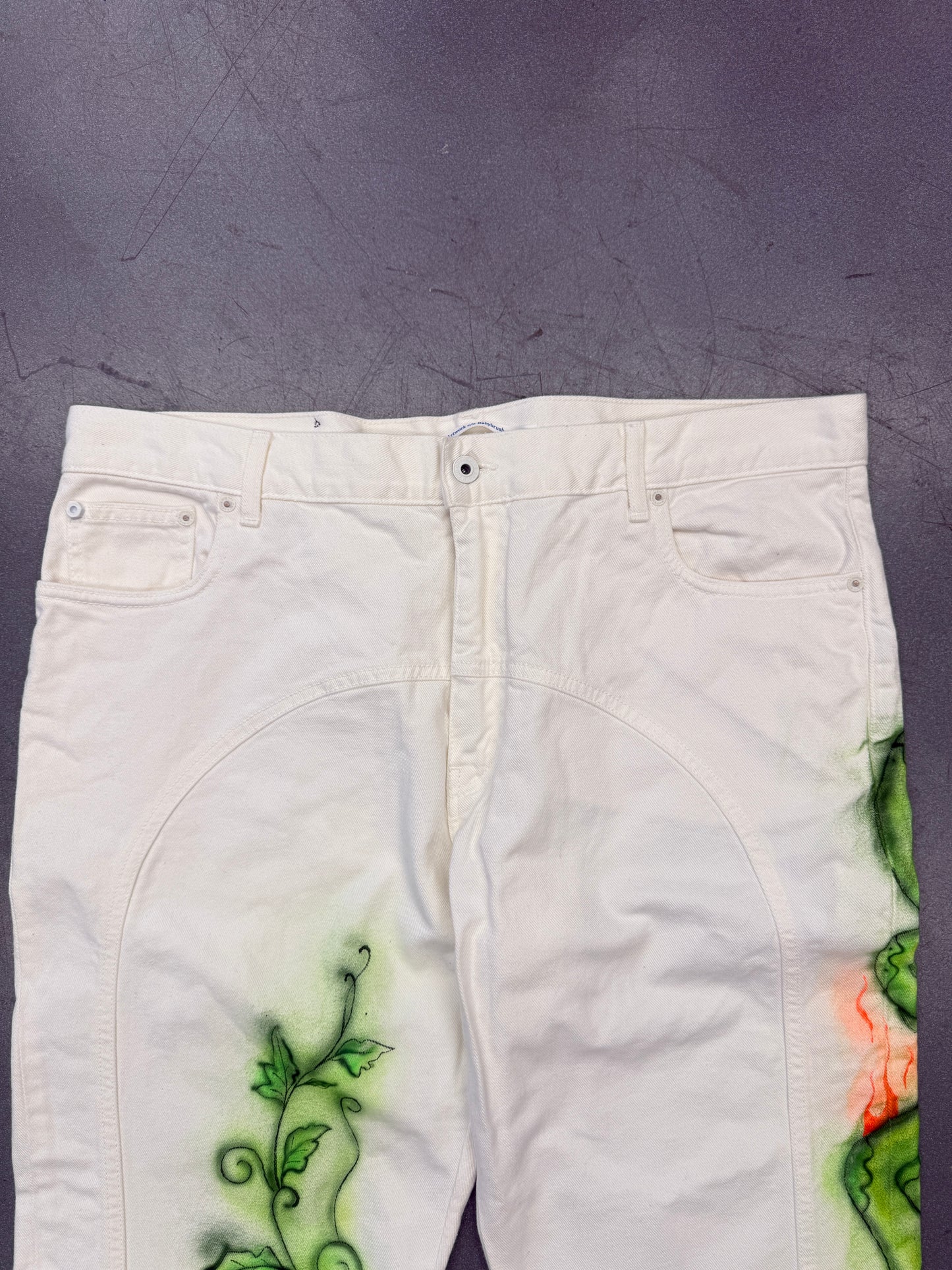 OFF-WHITE X BABYBRUSH FLARE-LEG CONTOUR JEANS  - WHITE