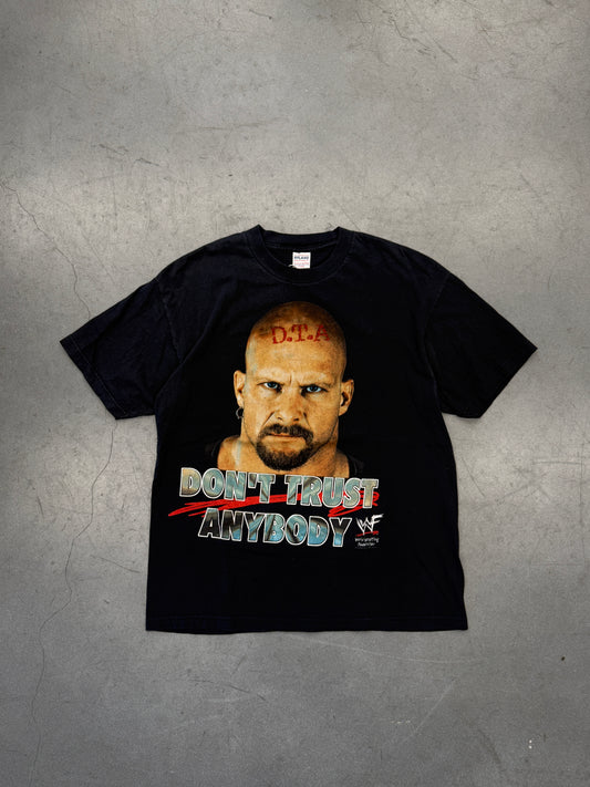 1998 WWF STONE COLD STEVE AUSTIN "DON'T TRUST ANYBODY" TEE (HYLAND TAG)