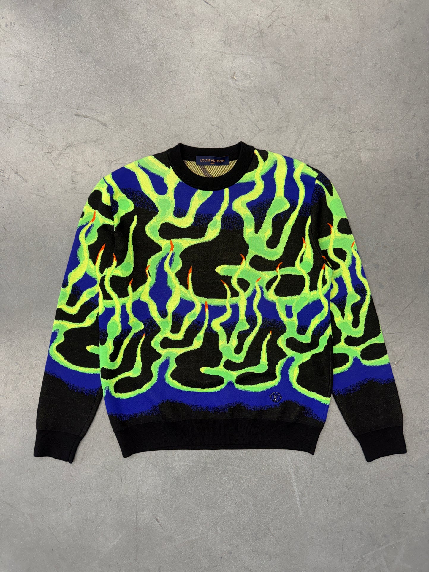 FW22 LOUIS VUITTON THORN FLAMES INTARSIA KNIT CREWNECK SWEATER