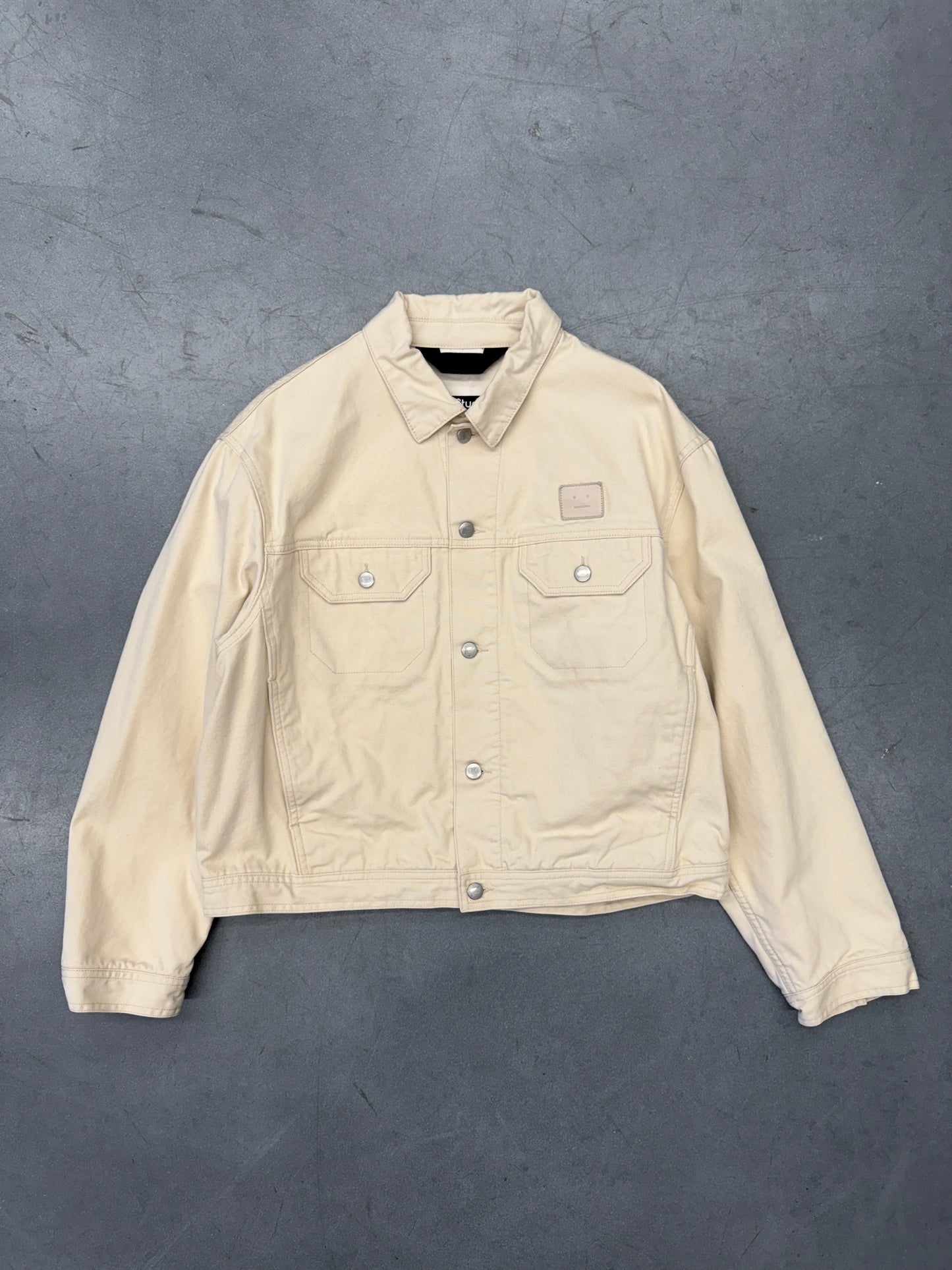 ACNE STUDIOS CANVAS JACKET IN OATMEAL MELANGE