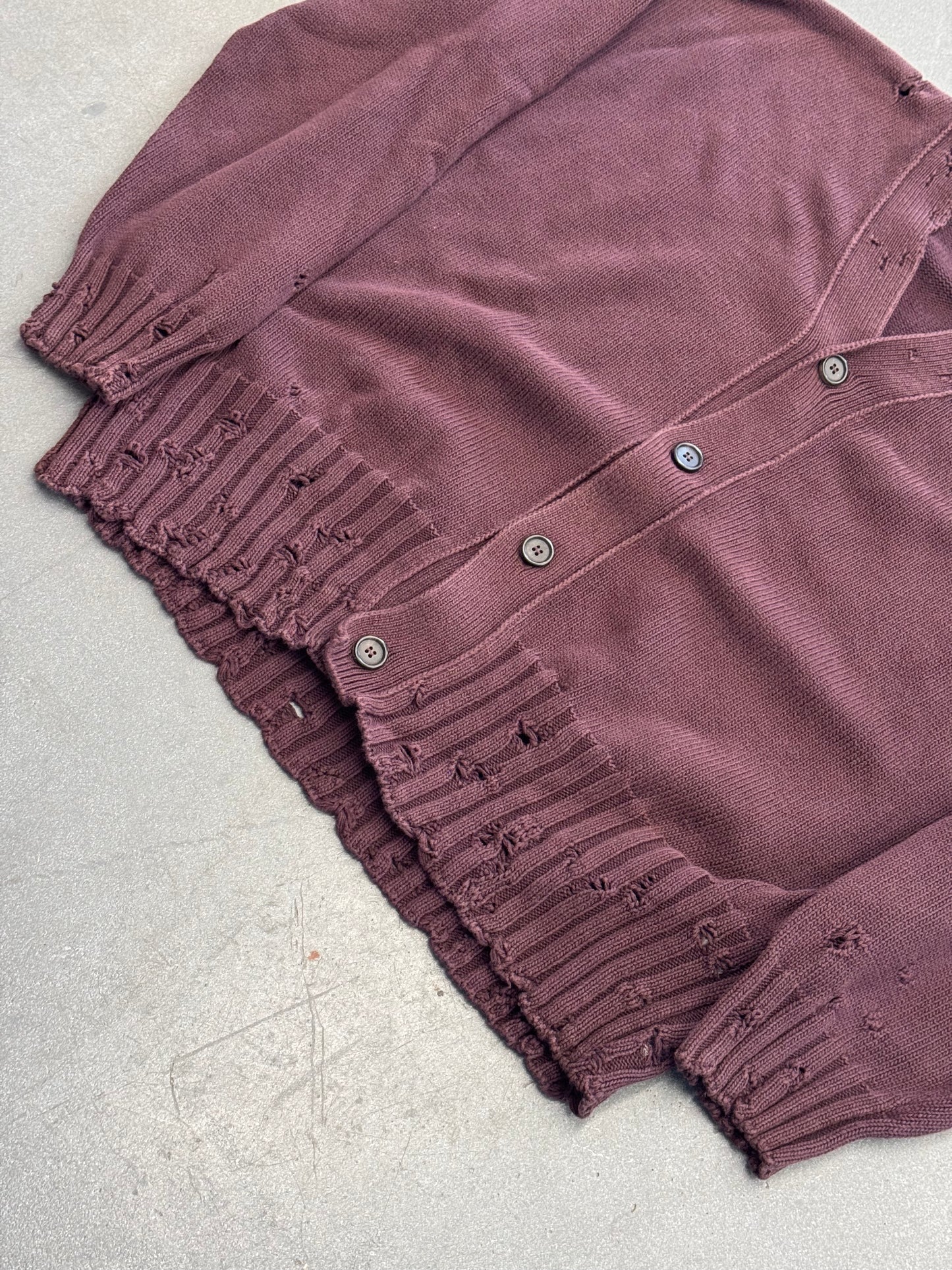 MARNI V-NECK DISTRESSED CARDIGAN