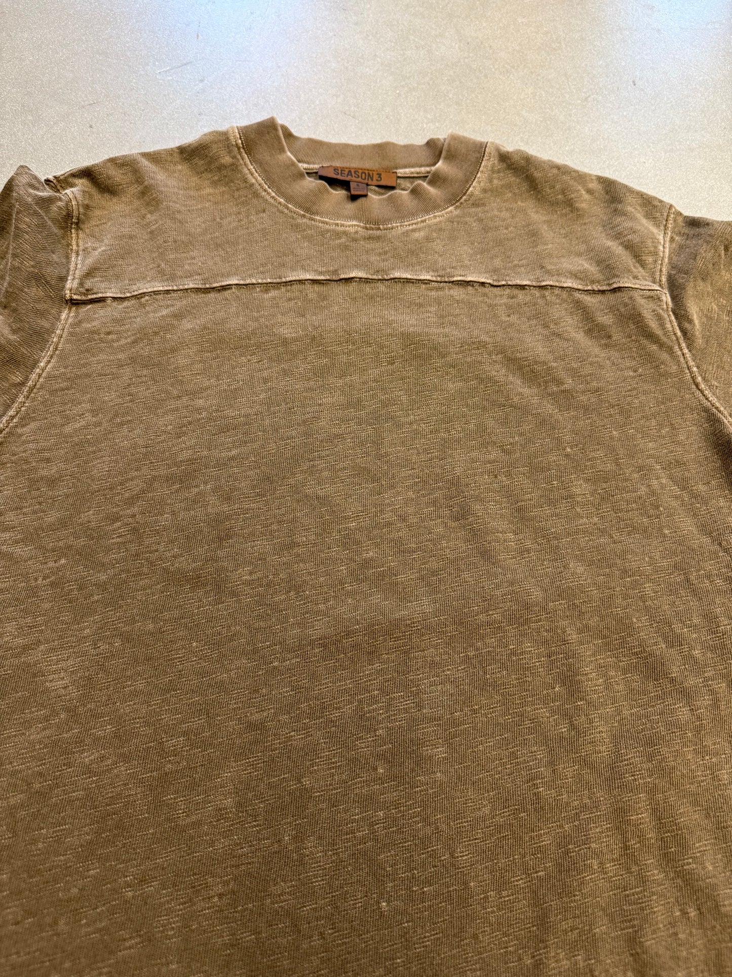 YEEZY SEASON 3 CROPPED COLLEGE SLUB KNIT TEE - GREEN (S)