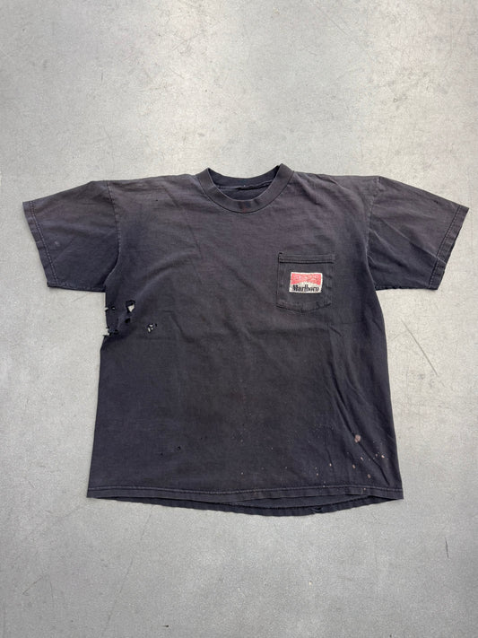 90S MARLBORO UNLIMITED TRAIN TRACK DISTRESSED POCKET TEE (PULLED TAG)